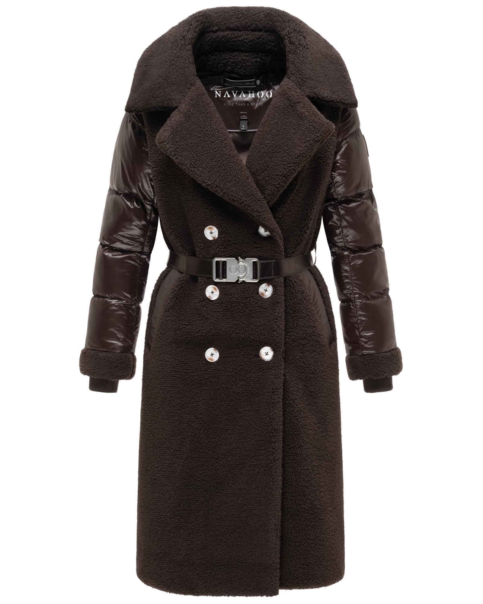 Navahoo Wintermantel »Kuscheltraum 14« Modischer Damen Plüschmantel aus angesagtem Materialmix