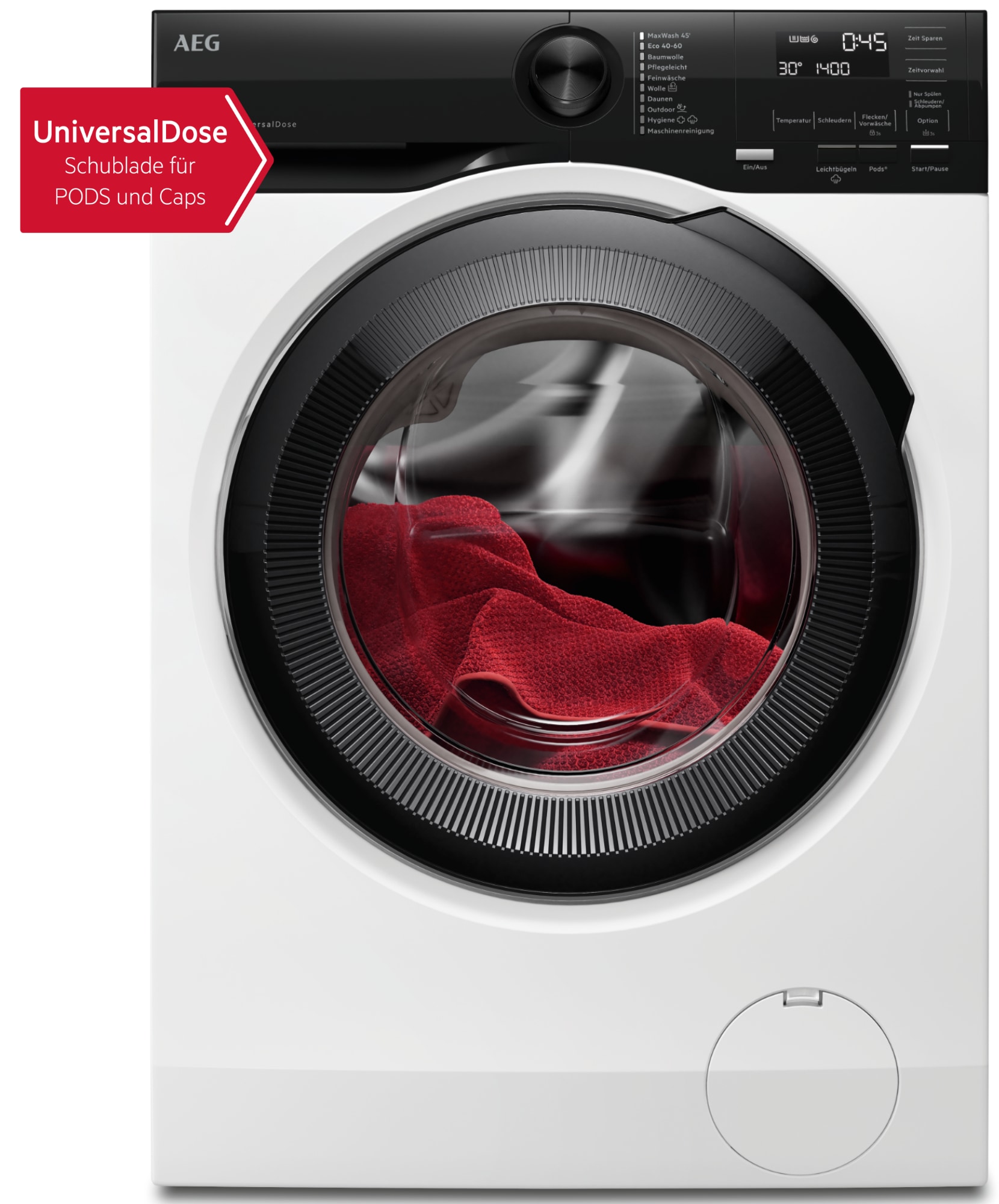 AEG Waschmaschine 6000 "LR6EE410FL" 10 kg 1400 U/min Volle Ladung in 45 Min. – sauber dank KI WashAssist, auch mit PODS