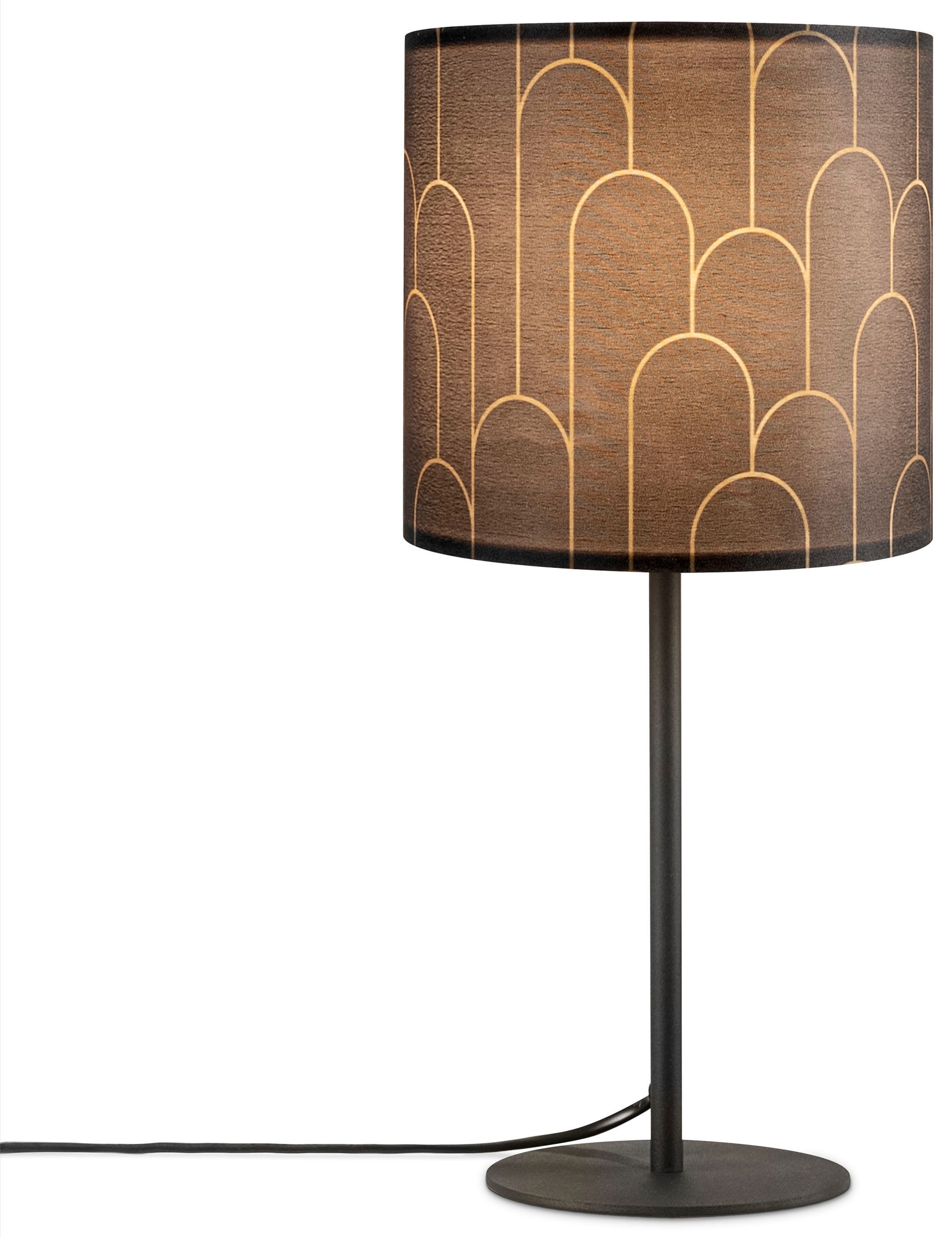 Paco Home Tischleuchte »Luca Pillar«, Leuchtmittel E14 | ohne Leuchtmittel, Nacht Mit Schirm Abstrakt Modern Stoffschirm