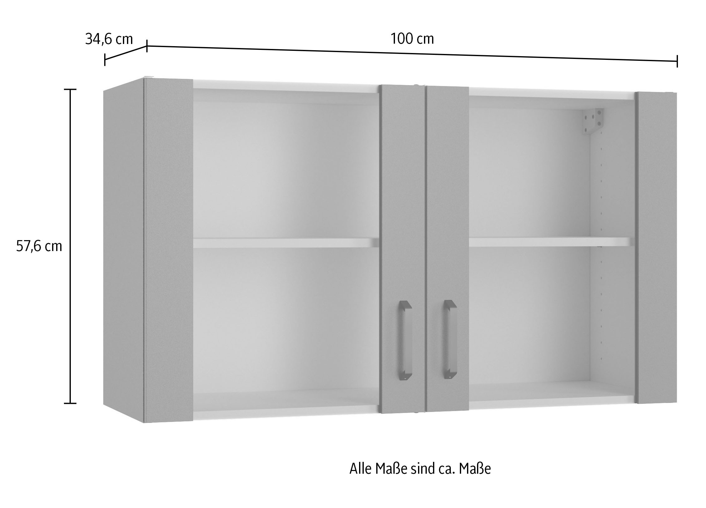 OPTIFIT Hängeschrank »OPTImulti« Breite 100 cm, mit 2 Stollenglastüren, 1 Einlegeboden