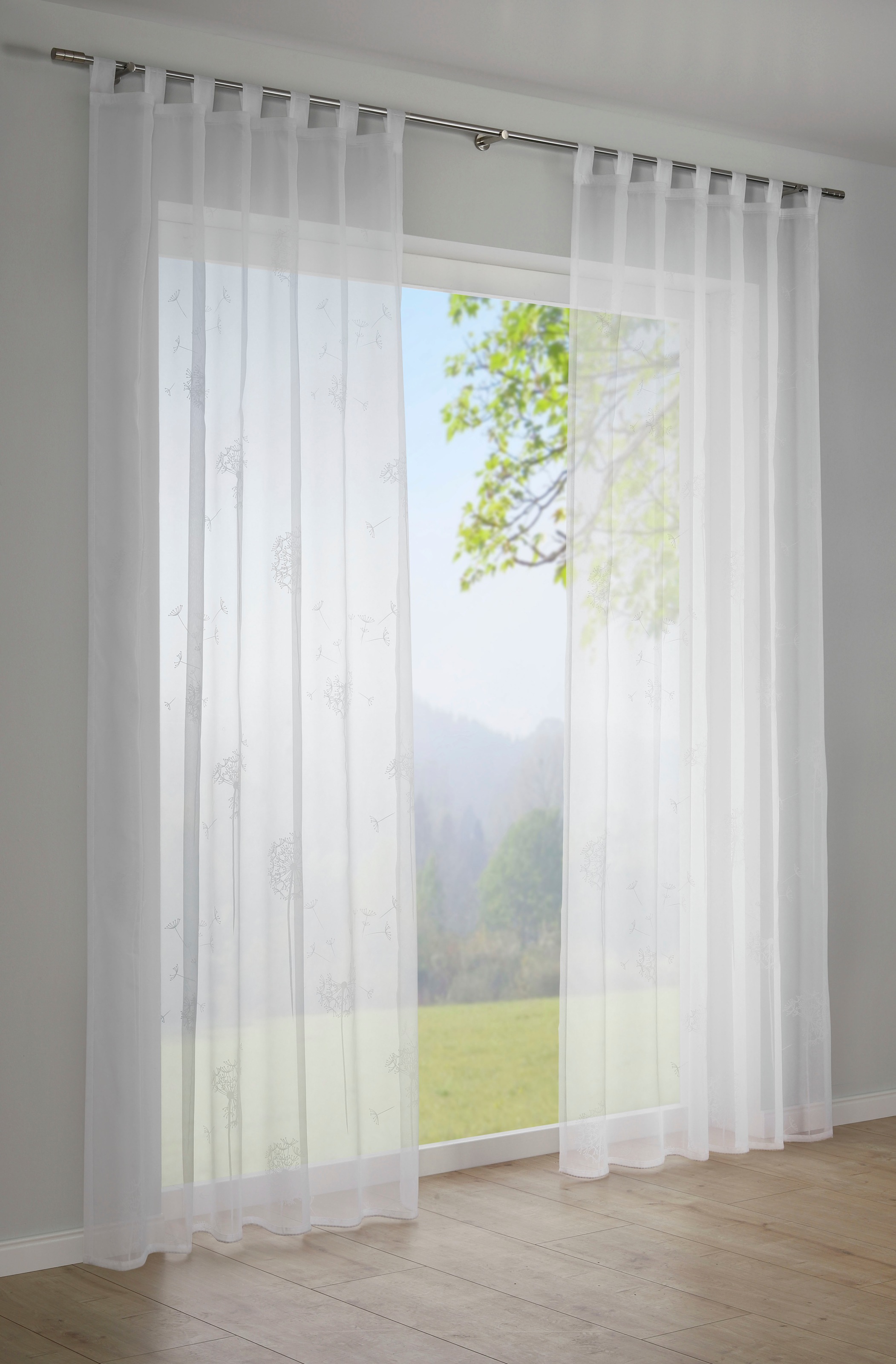 GARDINIA Vorhang "Voile-Flock" Schlaufen 1 Stk. tlg. Stoff Voile-Flock günstig online kaufen