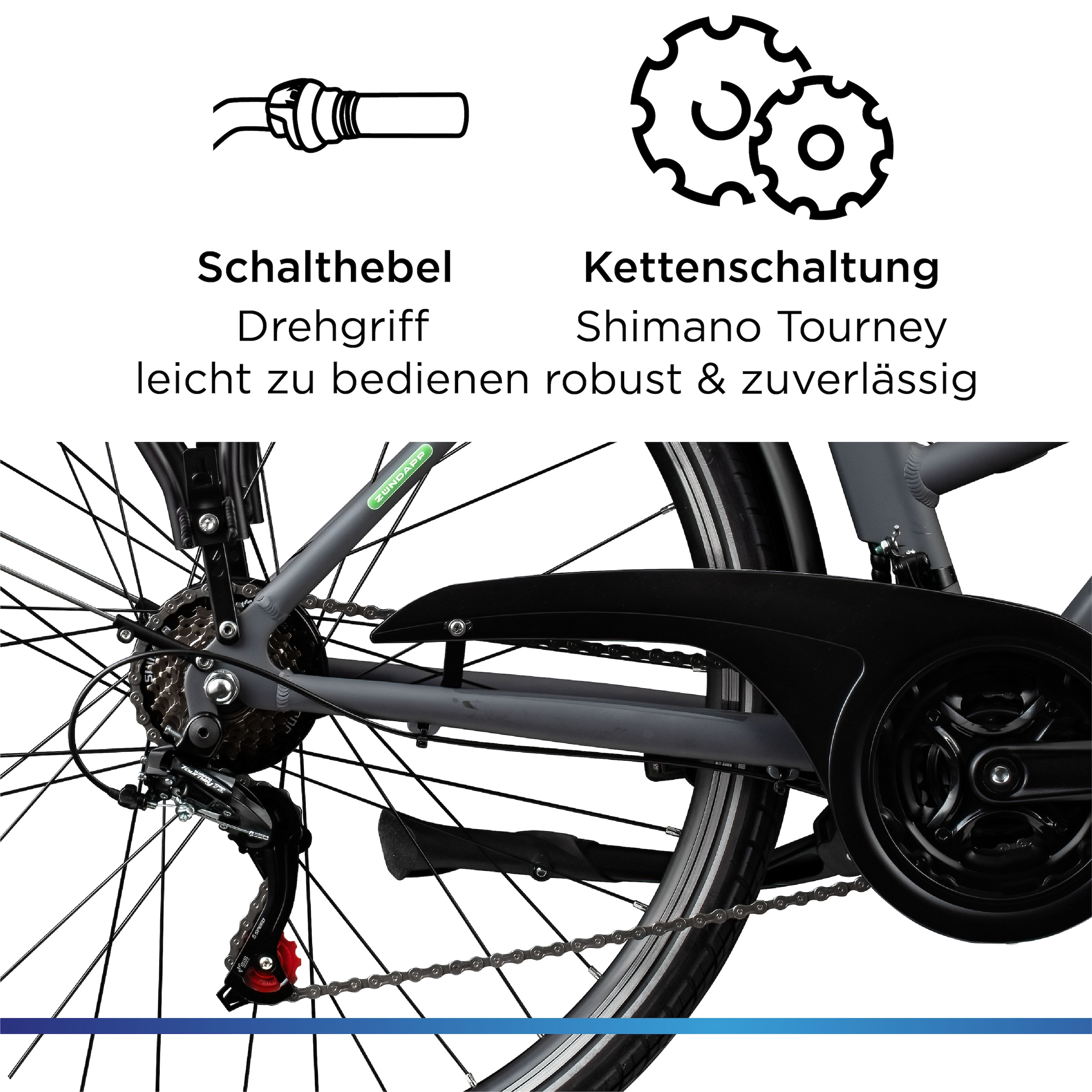 Zündapp »Z802 Damen« 21 Gang Shimano Altus RD-M310 Schaltwerk Kettenschaltung Heckmotor 250 W Pedelec, Elektrofahrrad für Damen