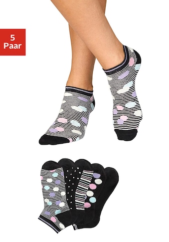 Sneakersocken, (Set, 5 Paar), gestreift und gepunktet