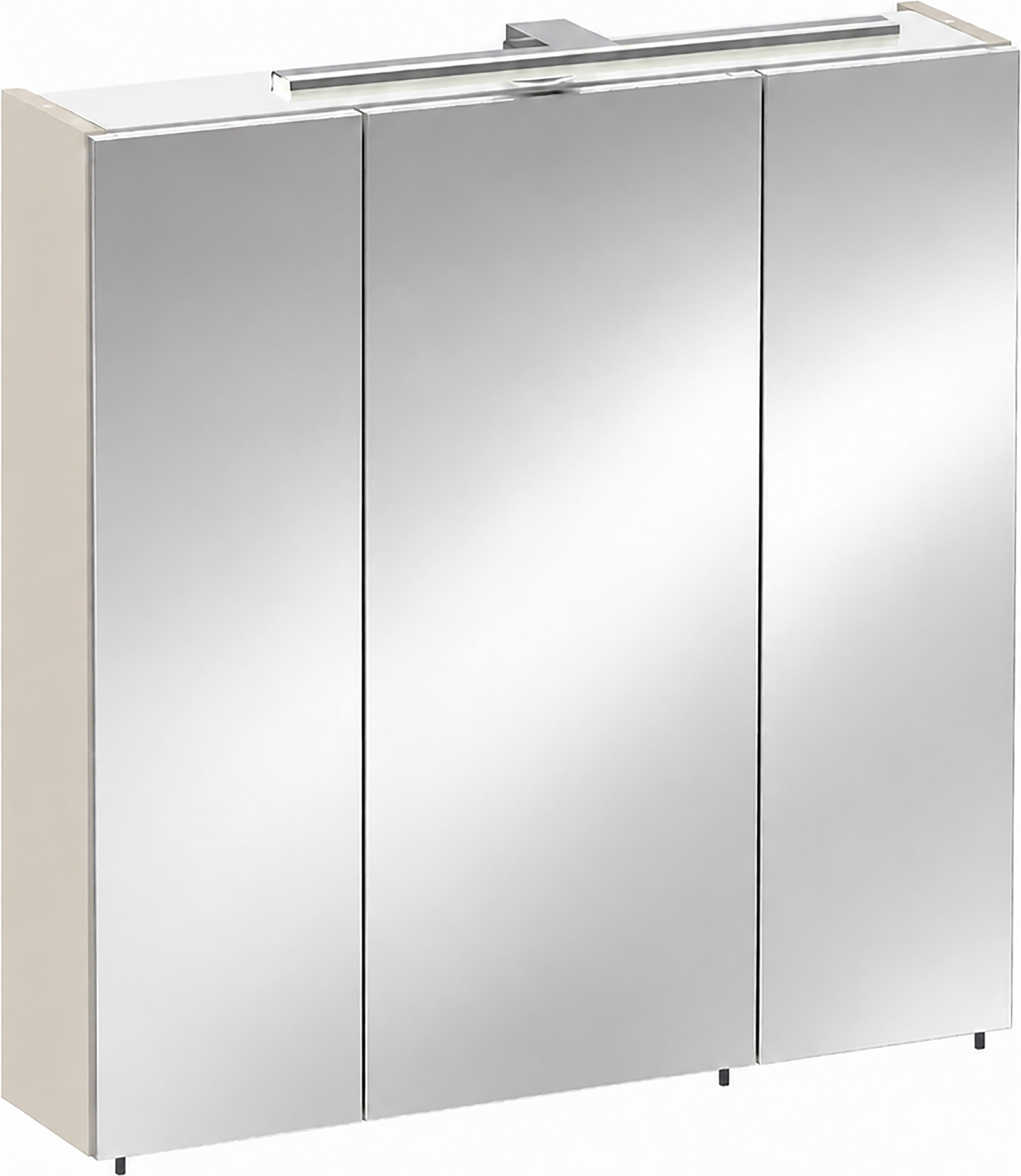 Schildmeyer Spiegelschrank "Saga, inkl. LED-Aufbauleuchte, Breite 70 cm, Made in Germany" 1 Stk. tlg. Rundumblick durch nach innen öffnende Türen, Made in Germany