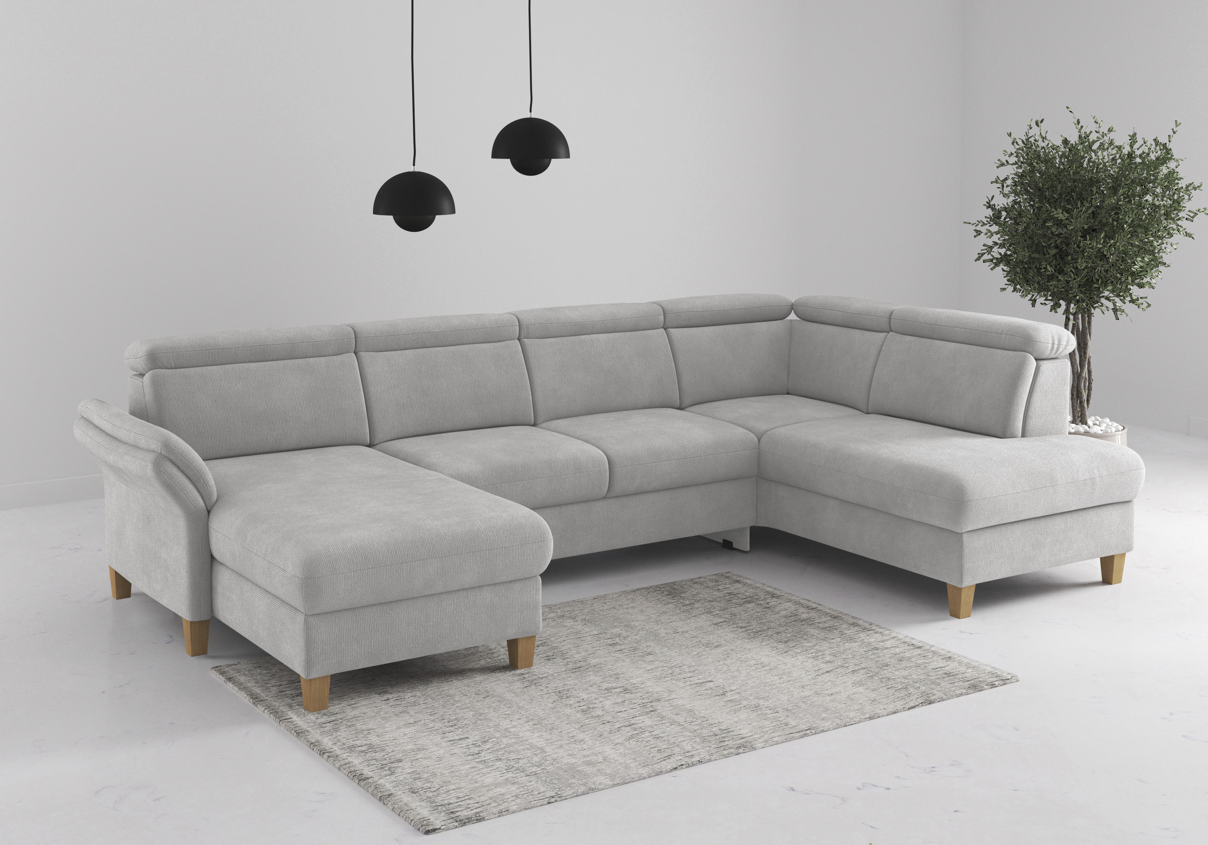 OTTO home Wohnlandschaft "Glendale, U-Form" inkl. Kopfteilverstellung, wahlweise mit Vorziehsitz und Bettkasten