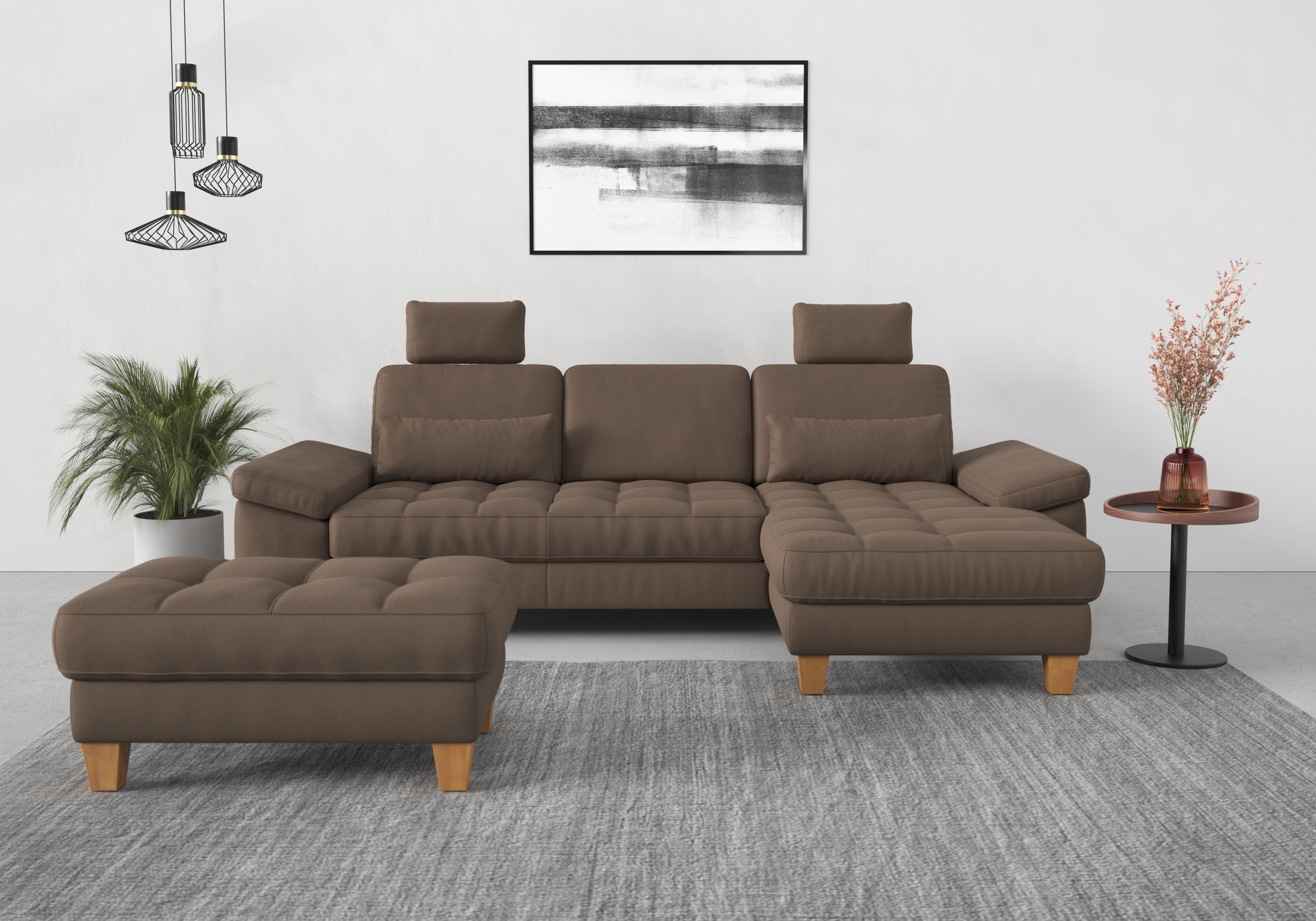 Thumbnail - sit&more Ecksofa "Westham L-Form" mit Recamiere, mit oder ohne Bettfunktion, Bettkasten, Füße Eiche