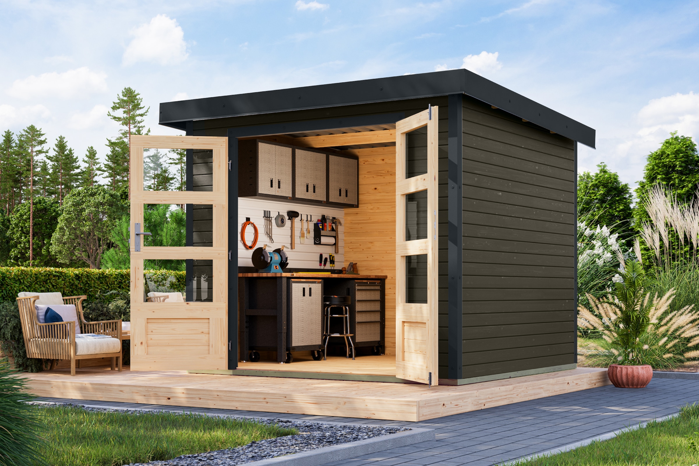 Karibu Gartenhaus "Jupiterino 3, in verschiedenen Farben"