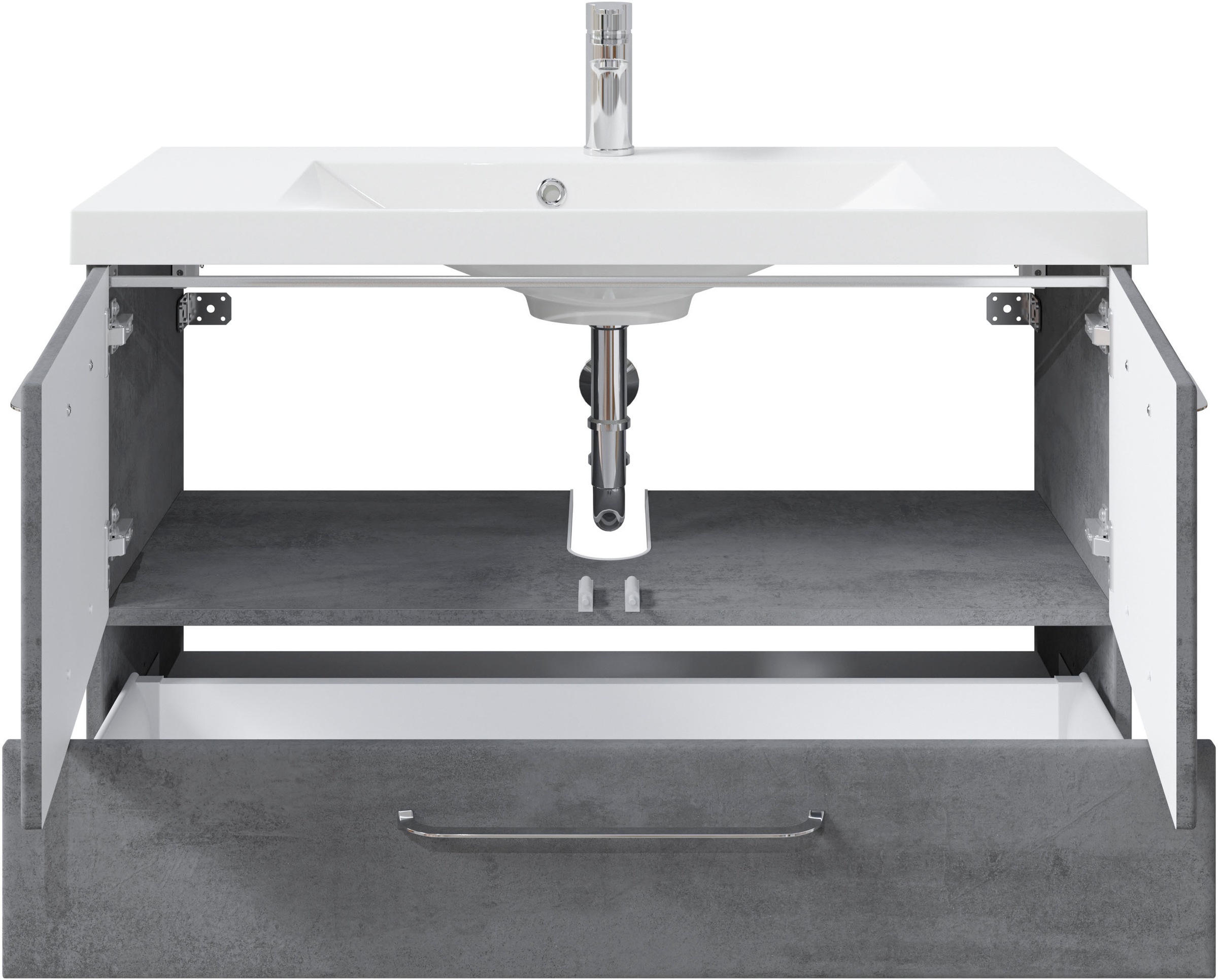 Thumbnail - Saphir Badmöbel-Set "Quickset 945 Mineralmarmor-Waschtisch mit Unterschrank, 99 cm breit" 1 Stk. tlg.