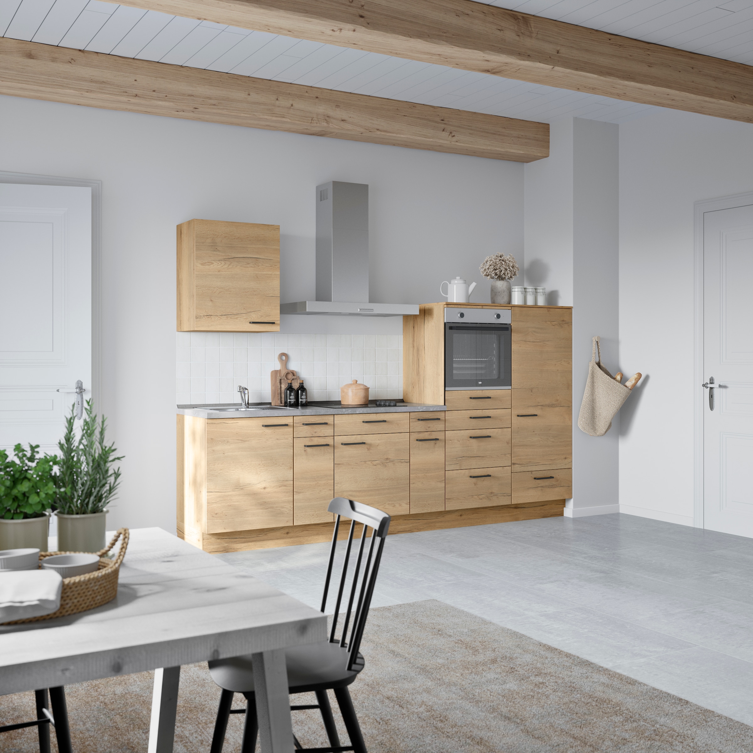 nobilia® Küchenzeile »"Structura I"« vormontiert, Ausrichtung wählbar, Breite 300 cm, wahlw. mit E-Geräten