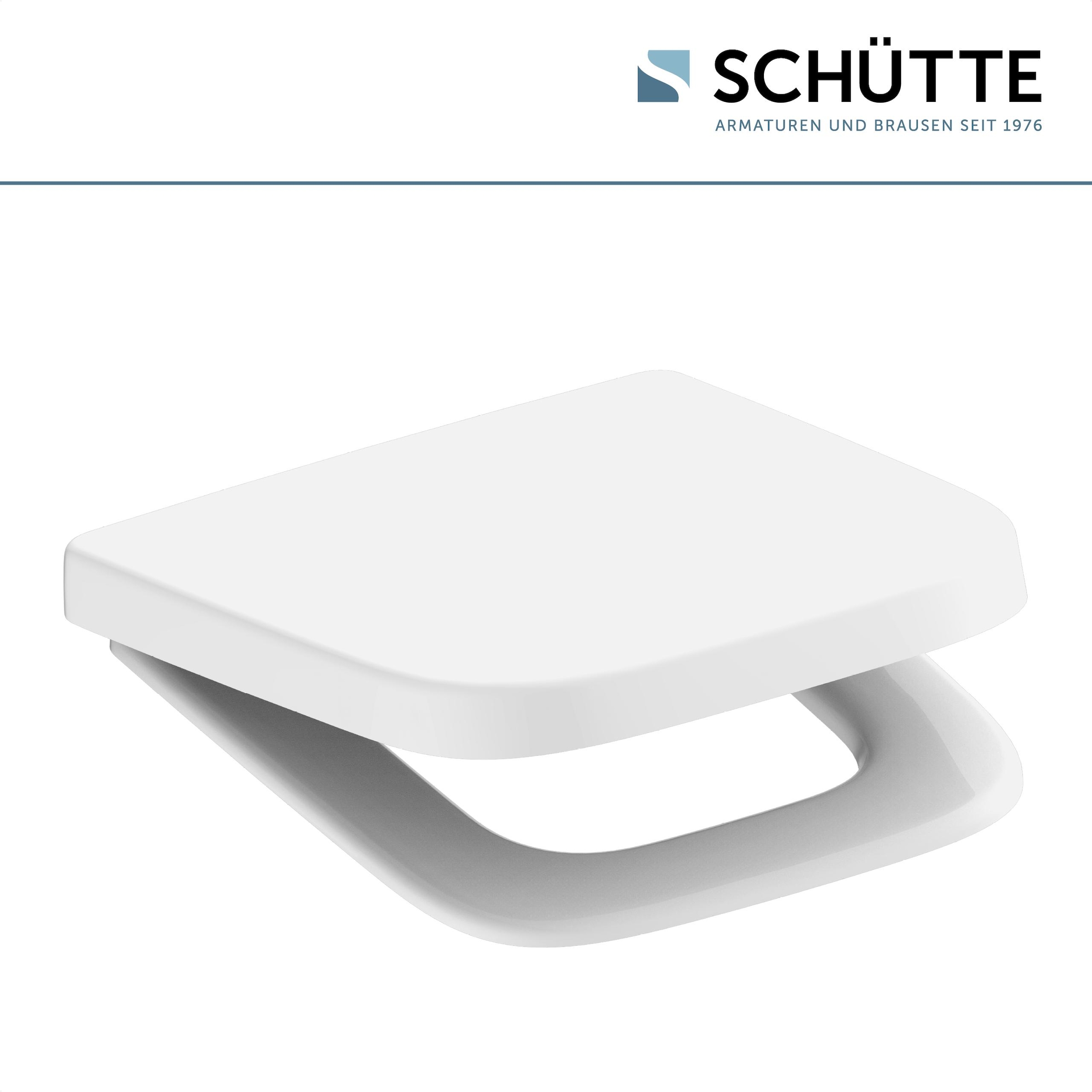 Schütte WC-Sitz »Duroplast, WHITE E-Form PRO 4«, (WC-Sitz, Befestigungsmaterial, Montageanleitung), mit Absenkautomatik und Schnellverschluss
