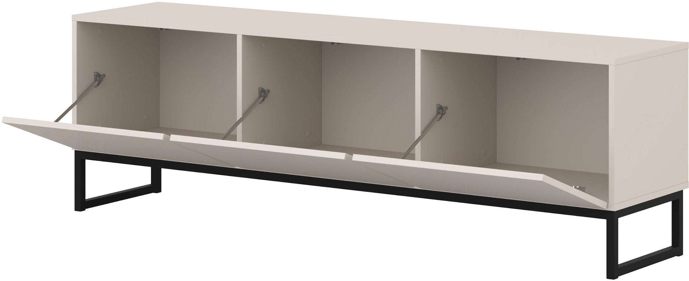 OTTO home Lowboard »Loft, Breite 157 cm, TV-Board 3 Klappen, Metallkufen« TV-Kommode mit viel Stauraum, push-to-open-Funktion