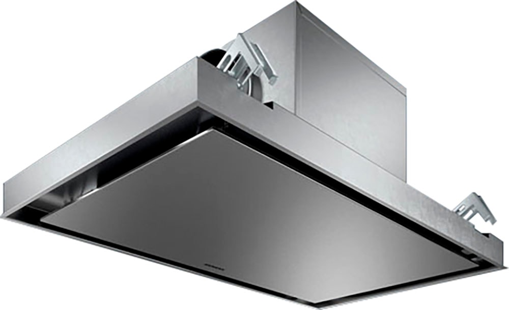 SIEMENS Deckenhaube "LR97CAQ50", B:90cm H:29,9cm T:50cm, silber, Dunstabzugshauben, Leiser iQdrive-Motor mit praktischem cookConnect System