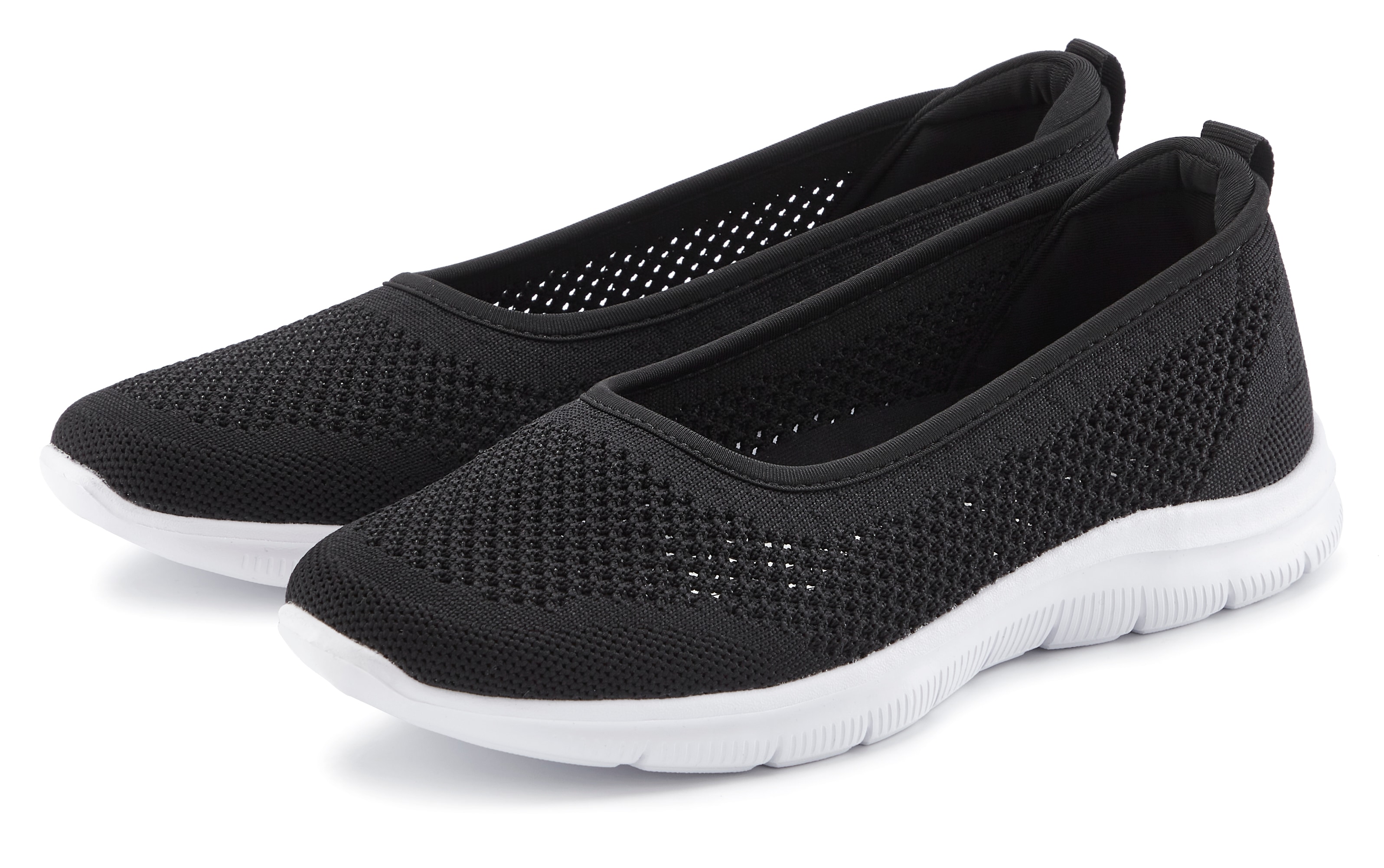 LASCANA Damen Sneaker Ballerinas, Gr. 37, schwarz, Obermaterial: 100% Textilmaterial. Decksohle: 100% Textilmaterial. Futter: 100% Textilmaterial.