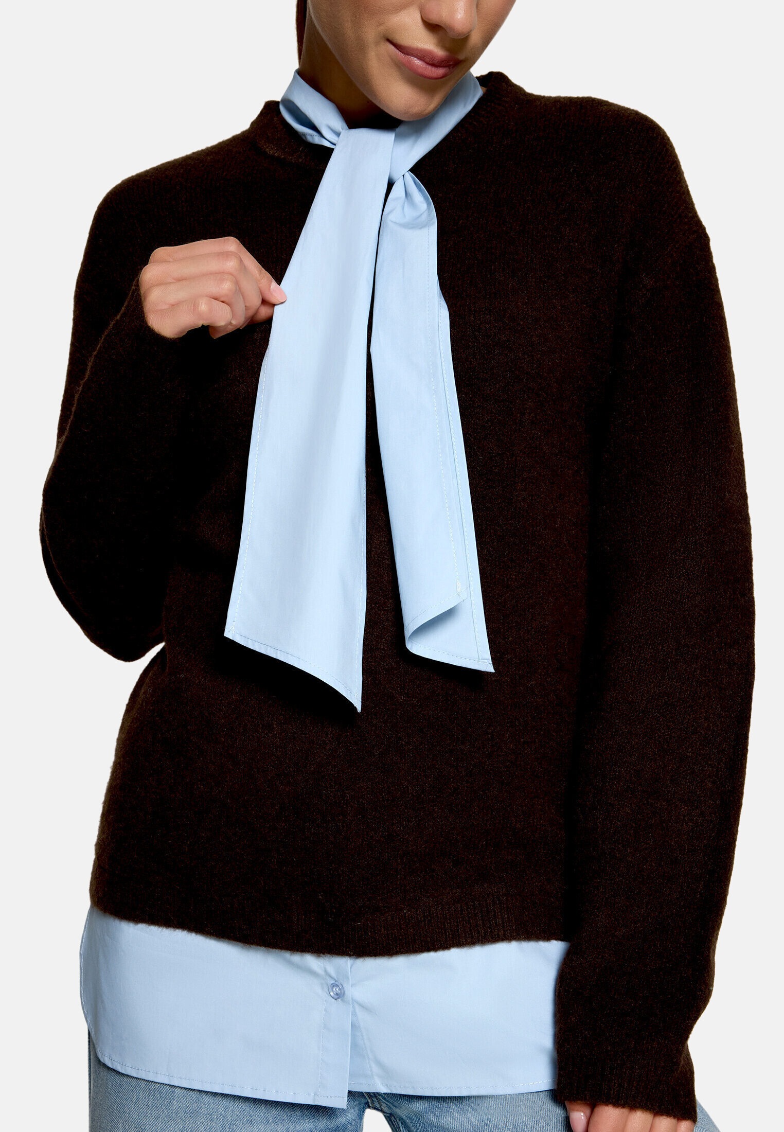 Zero Strickpullover »Damen mit Bluseneinsatz« 1 Material