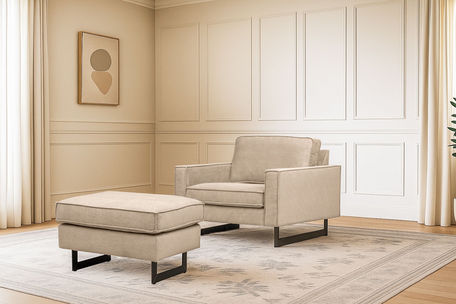 Home affaire Loveseat »Pinto 105 cm, Cord, Chenille, Lederoptik« mit Keder, Metallfüßen und auch in Cord Bezug erhältlich