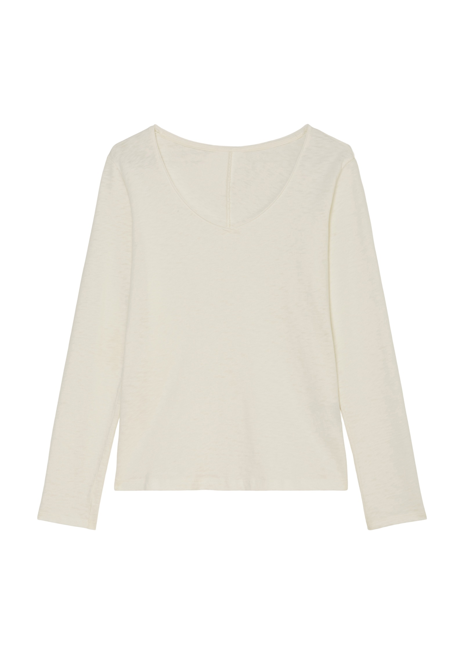 Marc O'Polo DENIM Langarmshirt mit Rollkante am V-Ausschnitt