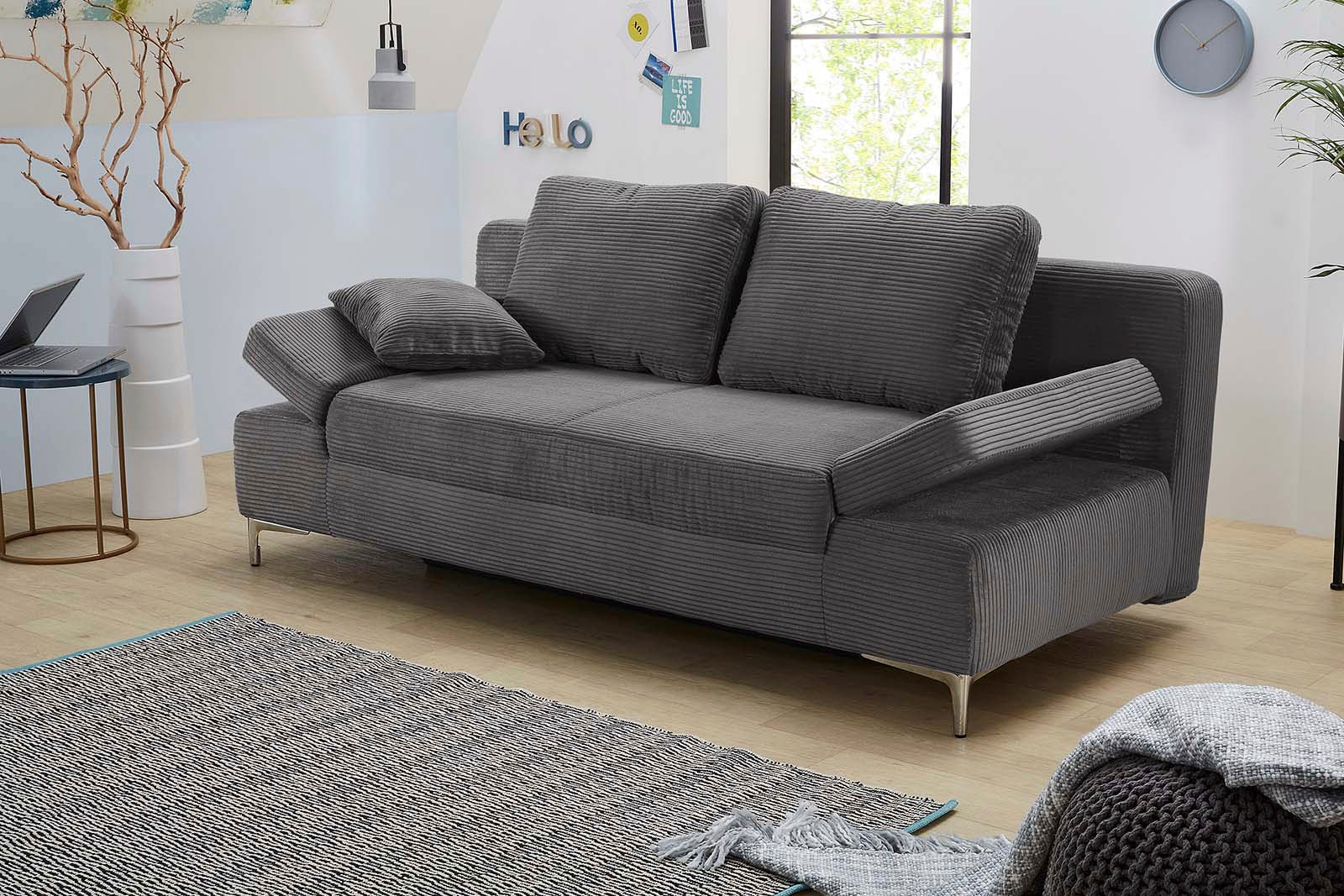 Jockenhöfer Gruppe Schlafsofa "Jano, B: 202 cm, Liegefl. 144x200 cm" mit Schlaffunktion, Bettkasten, Armteilverstellung & 1 Zierkissen