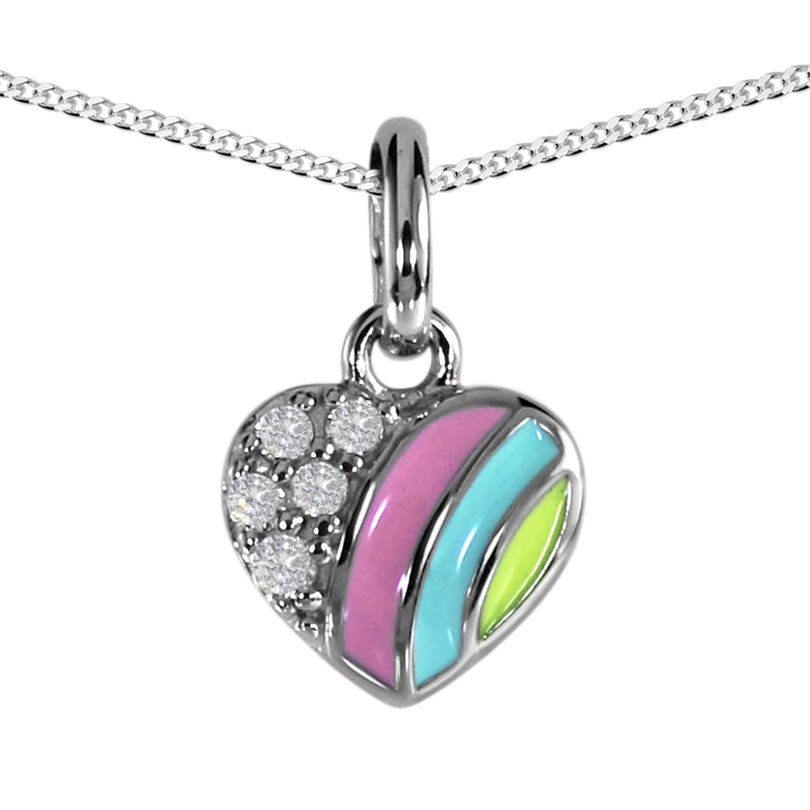 Kette mit Anhänger OSTSEE-SCHMUCK "- kleines Herz - Silber 925/000 - Zirkonia" Gr. 36, bunt (mehrfarbig), Schmuck_Sets, Damen, Silber 925 (Sterlingsilber) 4
