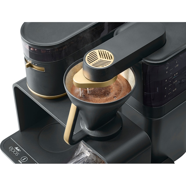 Melitta Kaffeemaschine mit Mahlwerk »EPOS® 1024-04«, 1 l Kaffeekanne,  Papierfilter, 1x4, Schwarz/Gold, 360°rotierender Wasserauslauf | BAUR