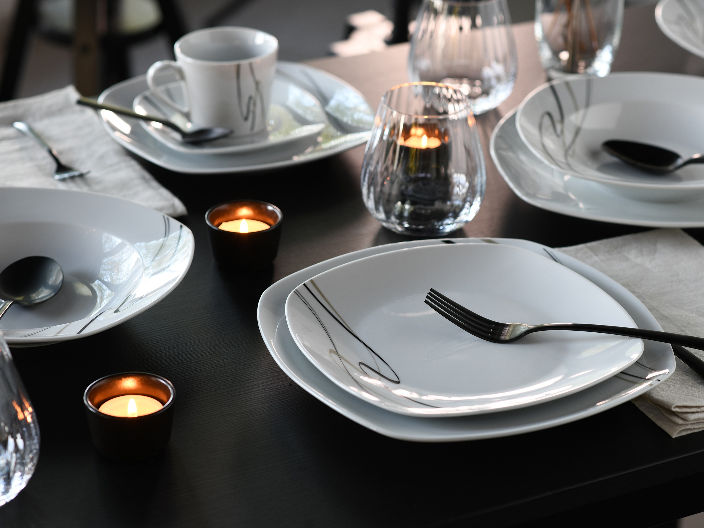 CreaTable Kombiservice »Amelie Piazza, Kombi-Service 30-tlg«, (Set, 30 tlg.), Elegant, Schwungvoller Liniendekor