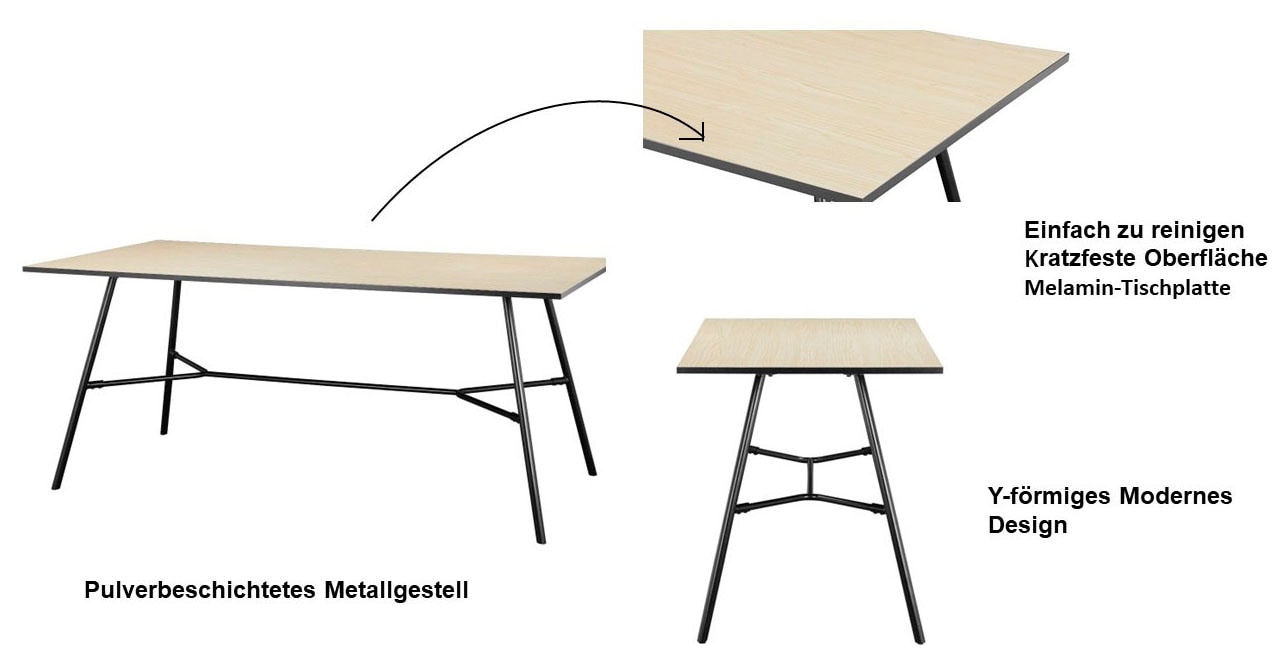 INOSIGN Esstisch »Cannington«, (Tisch, Küchentisch, Auszugstisch, TOPSELLER!), Metall Gestell, Tischplatte aus MDF