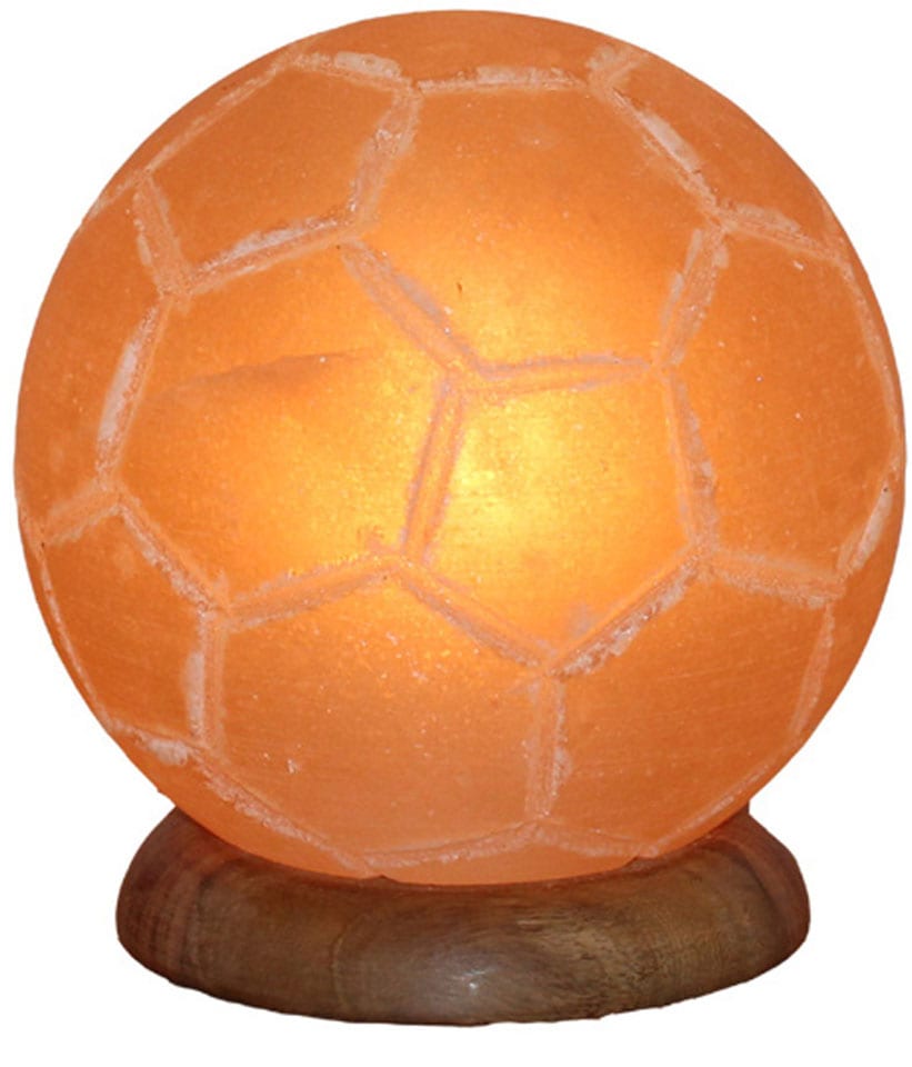 Salzkristall-Tischlampe "Fussball", Ø 14cm H: 15cm, 1 Stk., orange, HIMALAYA SALT DREAMS, Leuchten, Handgefertigt aus Salzkristall - jeder Stein ein