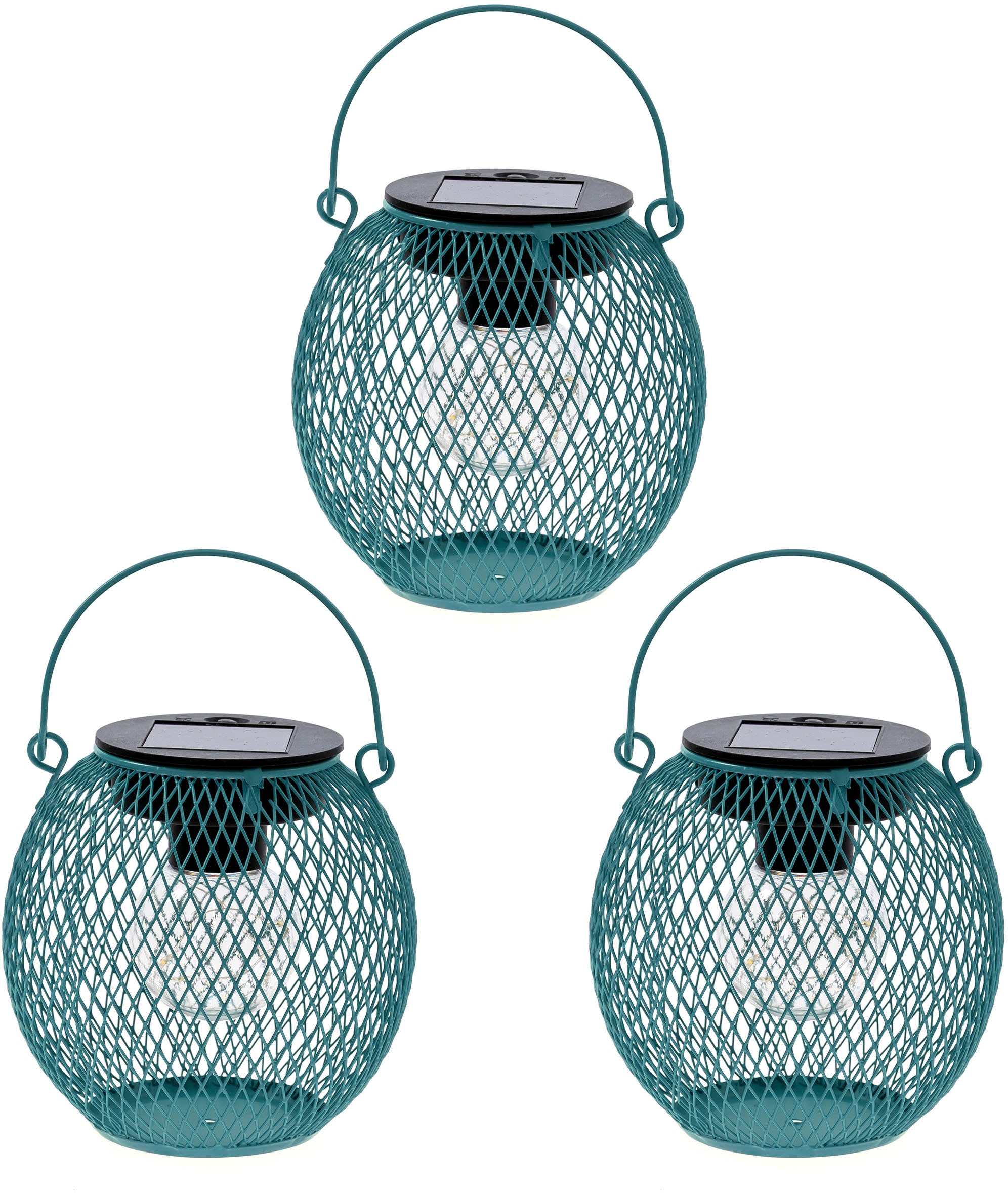 OTTO home LED Solarleuchte "Aaddis, LED-Metalllaterne, 3er Set" LED-Modul 3 Stk. Warmweiß einzeln positionierbar