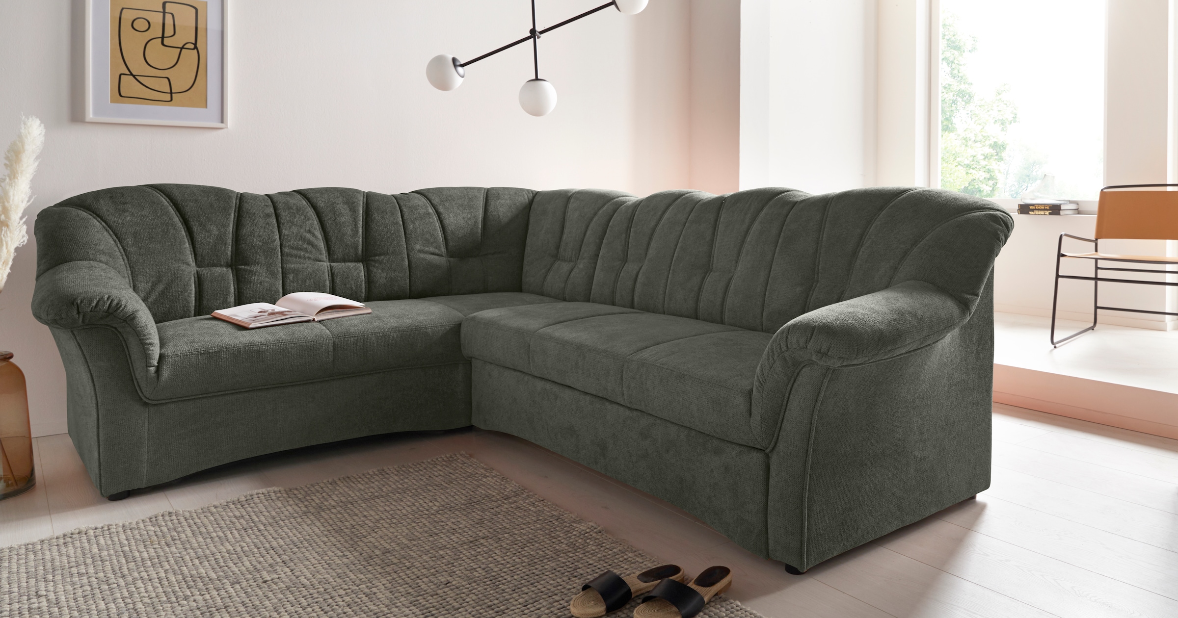 Ecksofa »Papenburg B/T/H: 242/190/84 cm L-Form«, wahlweise mit Bettfunktion, Langer...