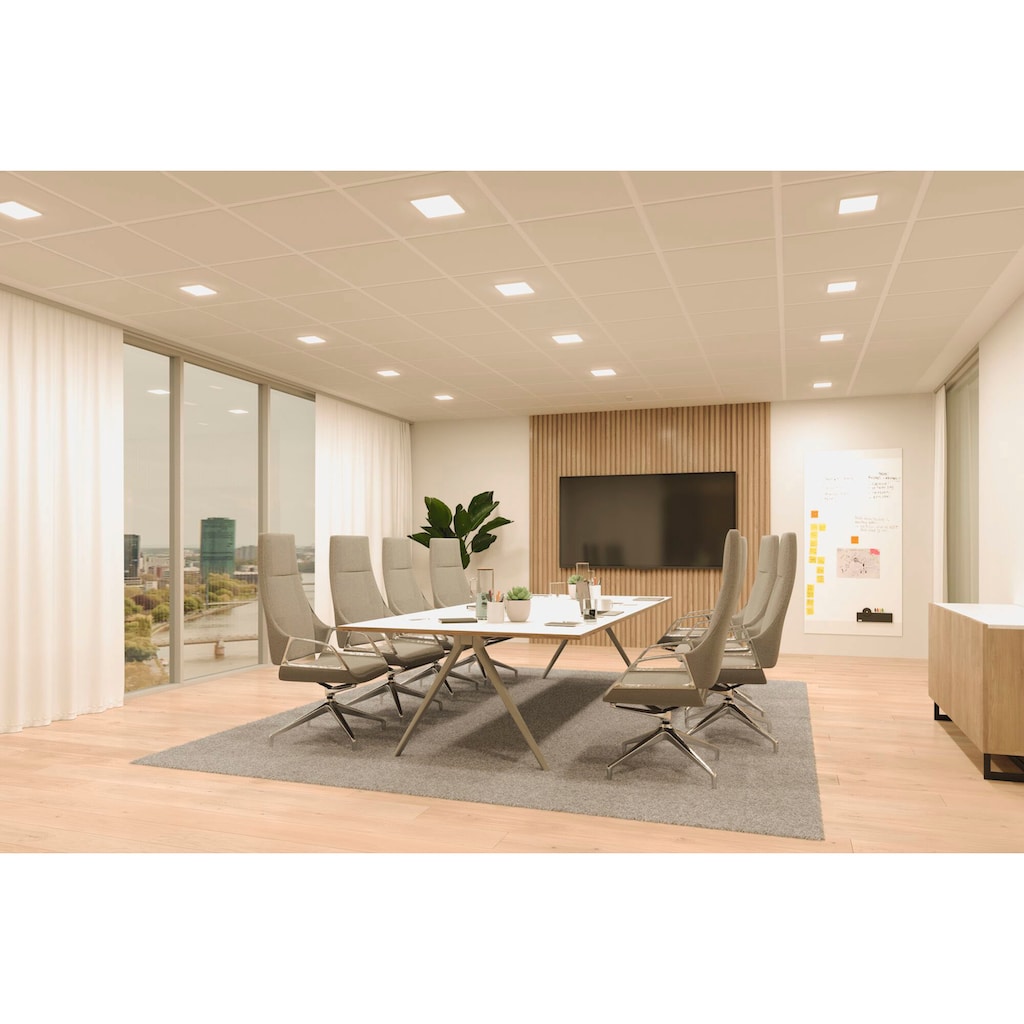 Paulmann LED Einbauleuchte »LED Einbaupanel Veluna VariFit IP44 eckig 185x185mm 17W 3.000K Satin«, 1 flammig-flammig