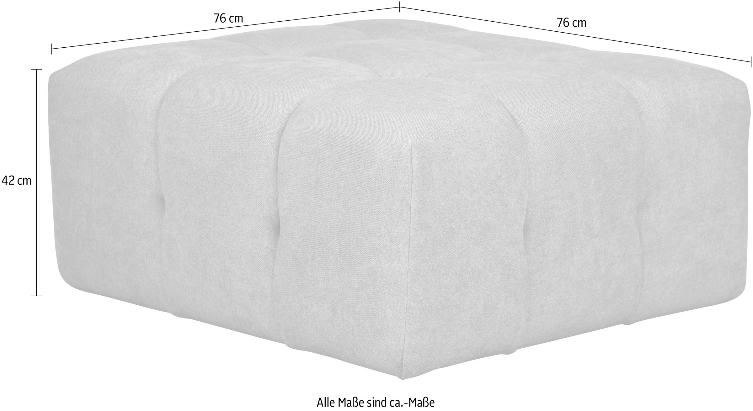 INOSIGN Polsterhocker »APERIRE B/T/H: 76/76/42 cm«, moderne aufwändige Steppung mit tiefem EInzug, passend zur Serie