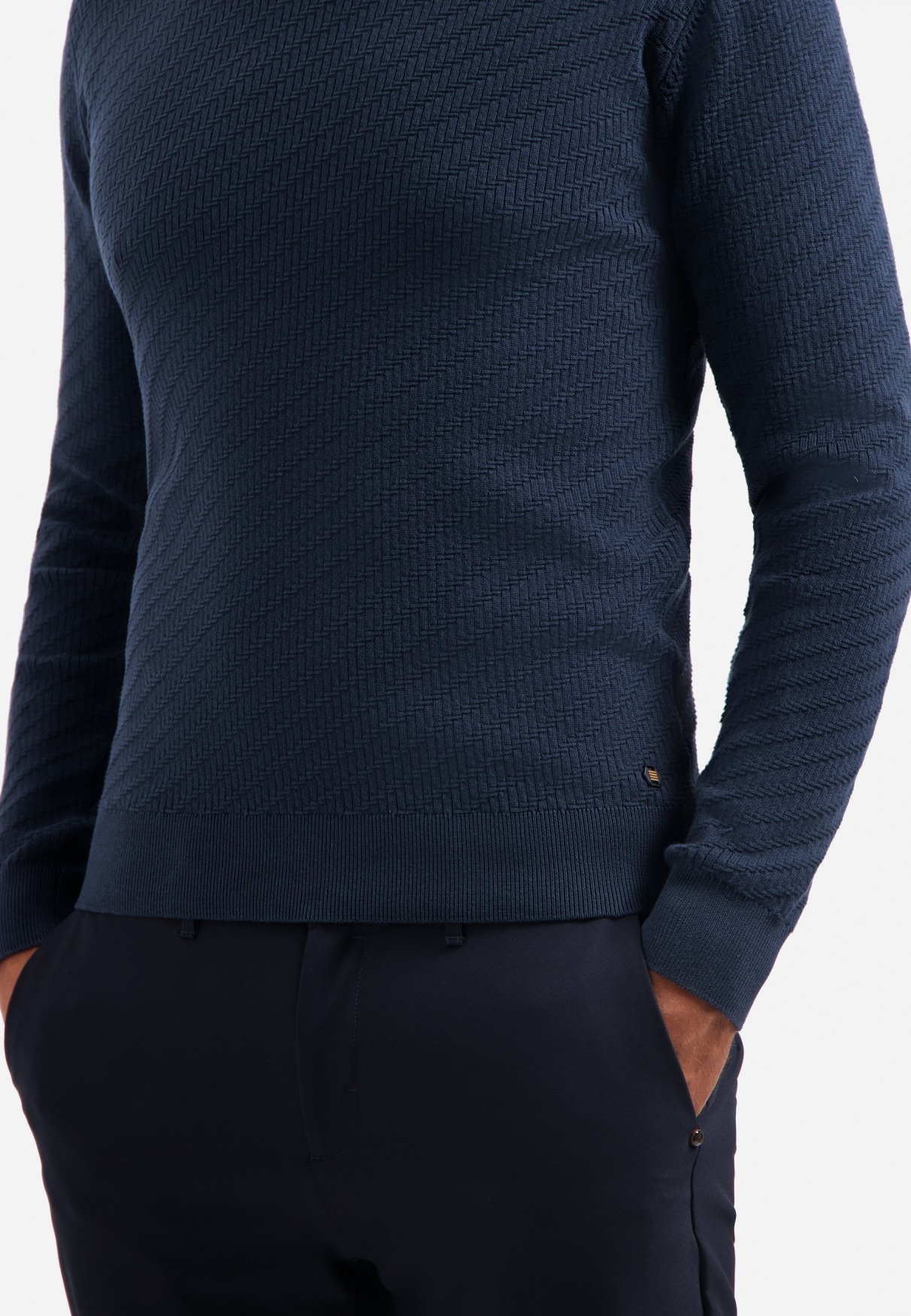 NO EXCESS V-Ausschnitt-Pullover »No Excess Pullover mit diagonaler Strickstruktur«
