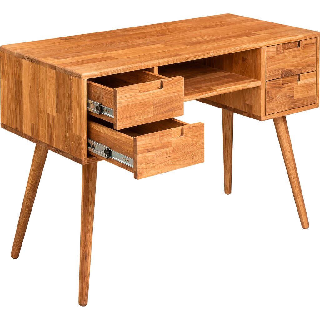 Wohnen Büromöbel andas Schreibtisch »Scandi«, aus massivem Eichenholz, mit einer praktischen Soft-Close-Funktion, Breite 110 cm Wohnen Büromöbel andas Schreibtisch »Scandi«, aus massivem Eichenholz, mit einer praktischen Soft-Close-Funktion, Breite 110 cm