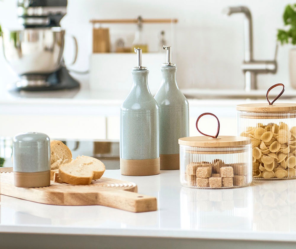 Zeller Present Salz- / Pfefferstreuer Steingut / Edelstahl, Essig-/Ölspende günstig online kaufen