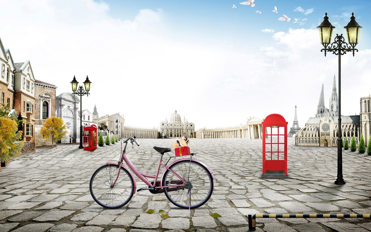 Papermoon "Stadt, Fahrrad"
