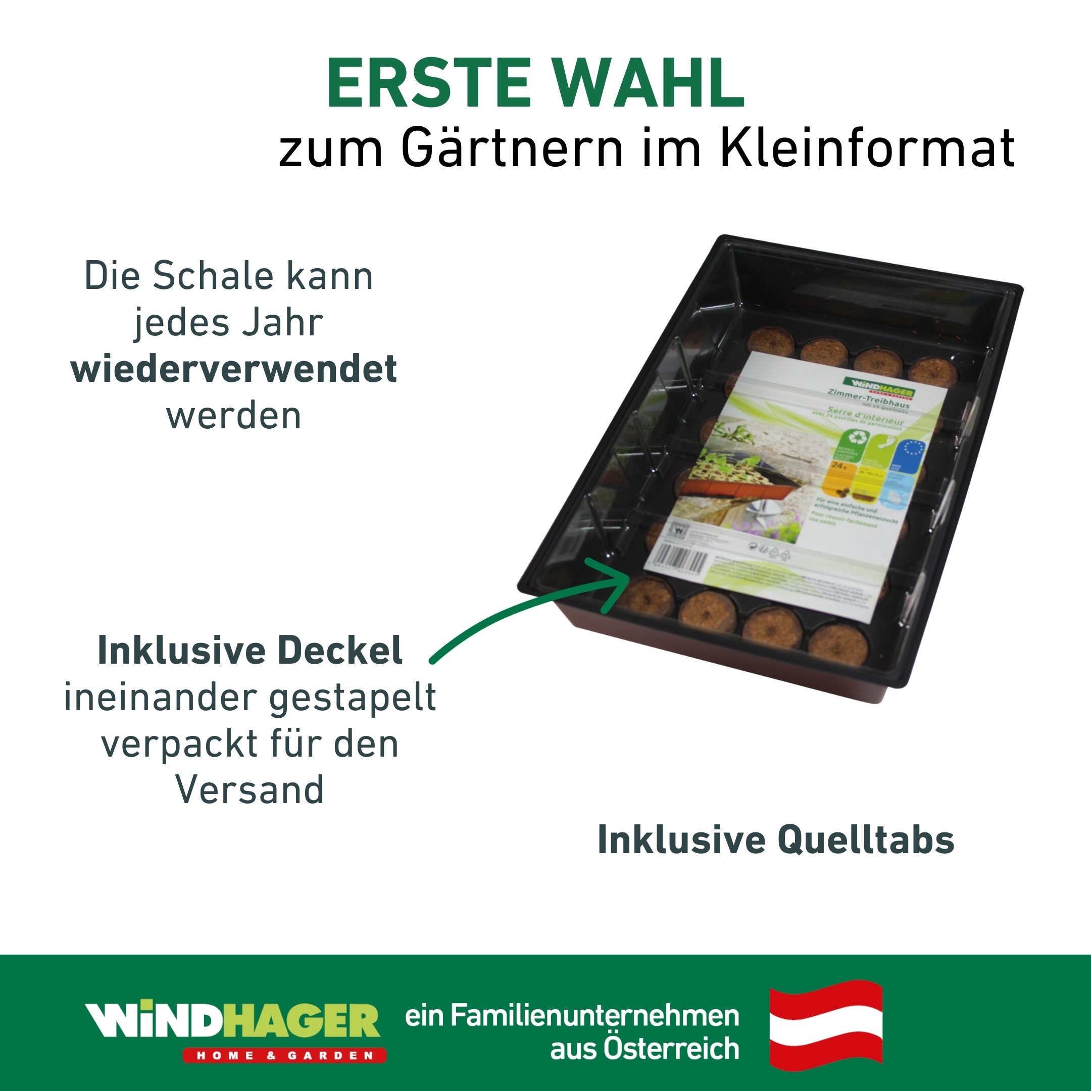 Windhager Gewächshaus »Fensterbank-Treibhaus inkl. 24 Quelltabs« Zimmer Pflanzen Anzucht, 23,5 x 35 x 11 cm, terracotta