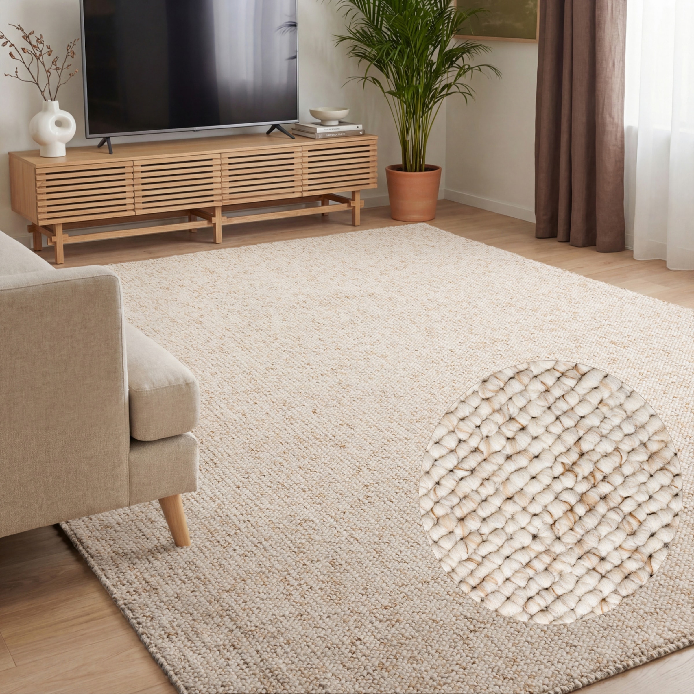 Teppich ELLE DECORATION "Rocco", beige (creme), B:240cm H:10mm L:340cm, Polypropylen, Teppiche, Teppich, Läufer, waschbar, Wohnzimmer, Esszimmer, Woll-Optik