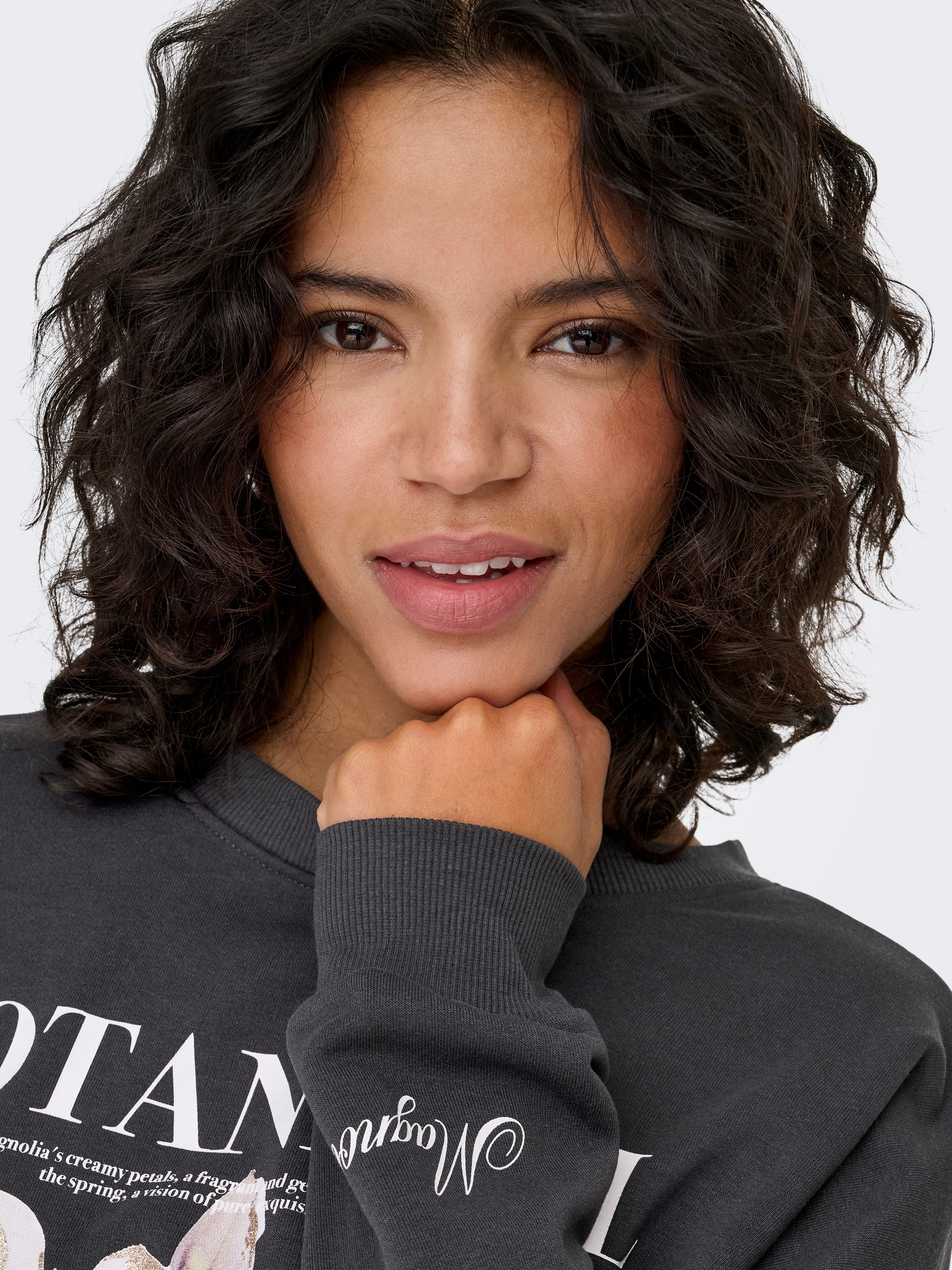 Thumbnail - ONLY Sweatshirt "ONLFLEUR L/S O-NECK BOX UB SWT", Baumwollmischung, oversize, Rundhals