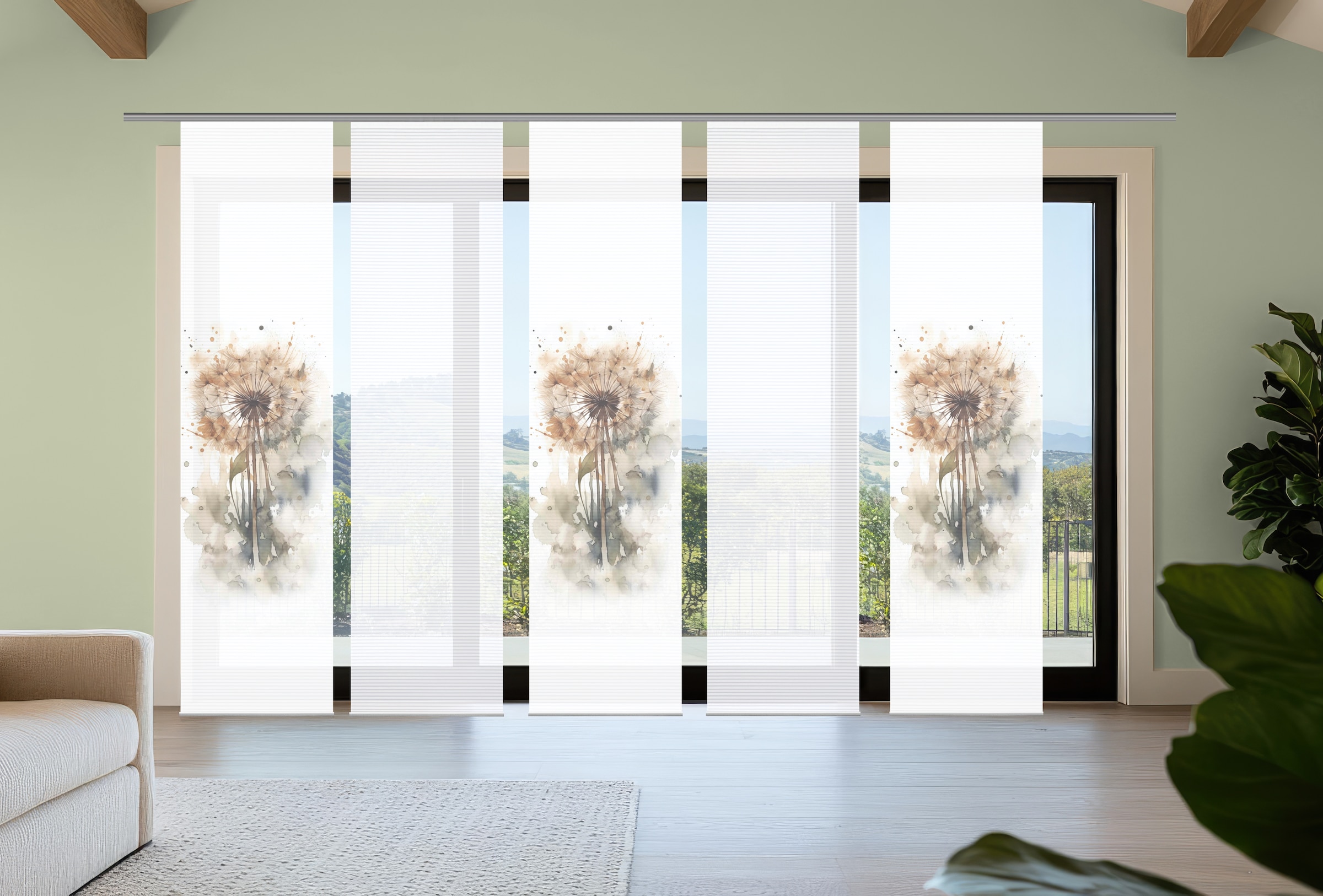 HOME in green Schiebegardine "AMARANDE" Paneelwagen 5 Stk. tlg. Bambusoptik günstig online kaufen