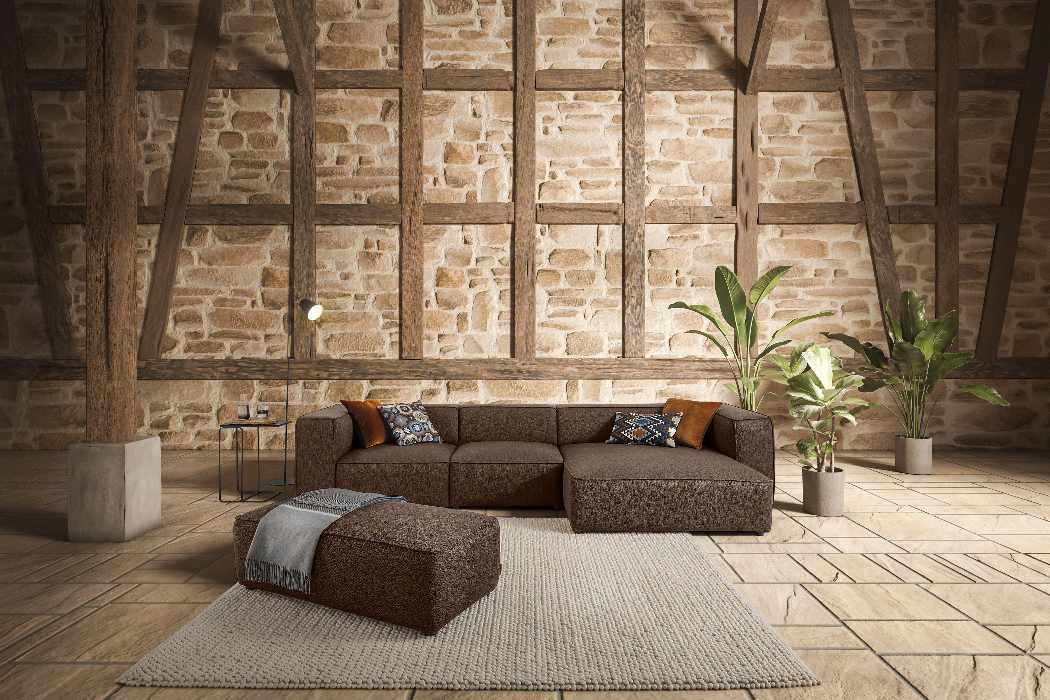 W.SCHILLIG Ecksofa "around-the-block Mega Sofa, viel Platz und hoher Sitzkomfort, L-Form" mit eleganter Biese, mit Federkern, Breite 341 cm