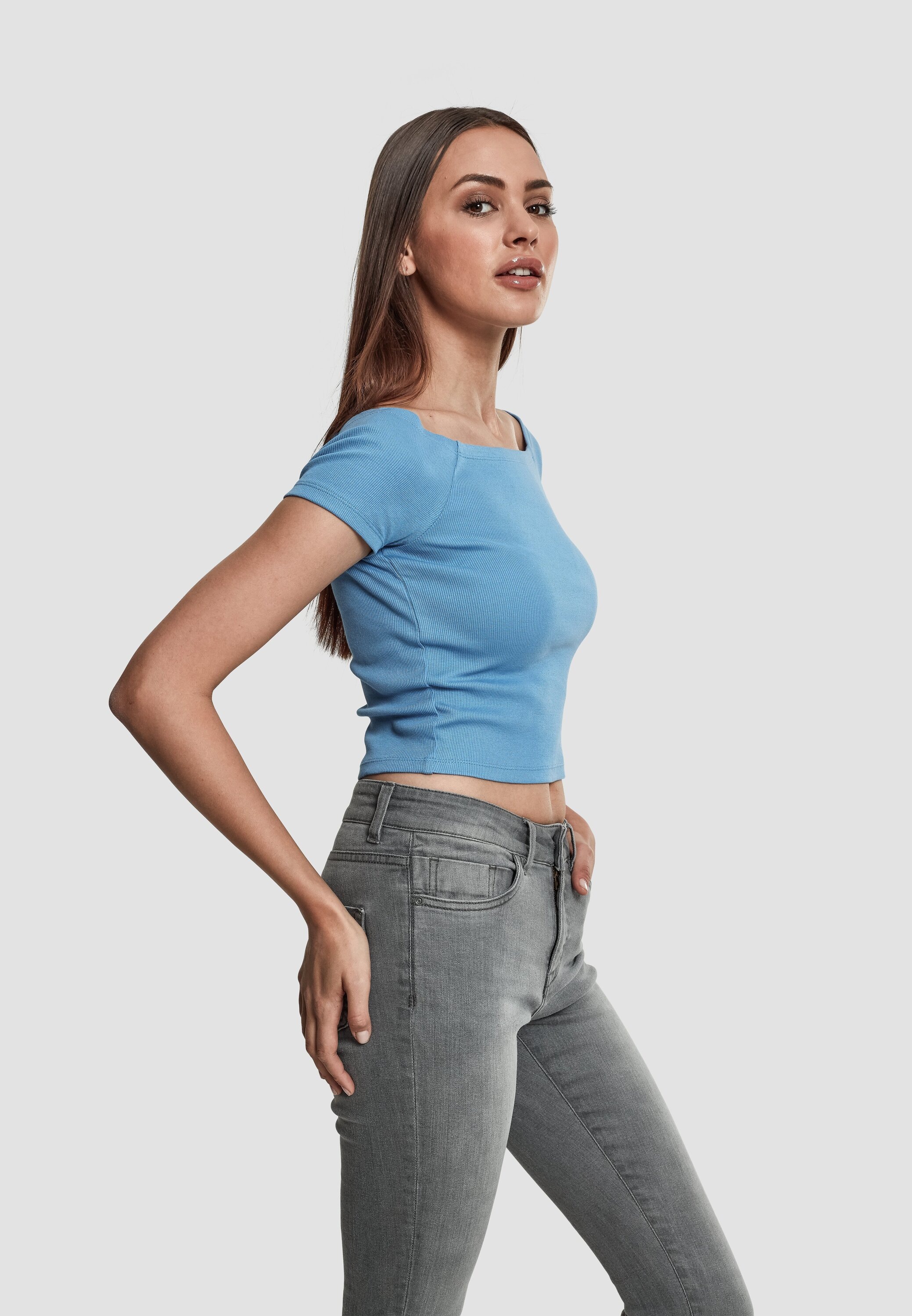 URBAN CLASSICS T-Shirt »Damen Ladies Off Shoulder Rib Tee«, (1 tlg.) für  kaufen | BAUR