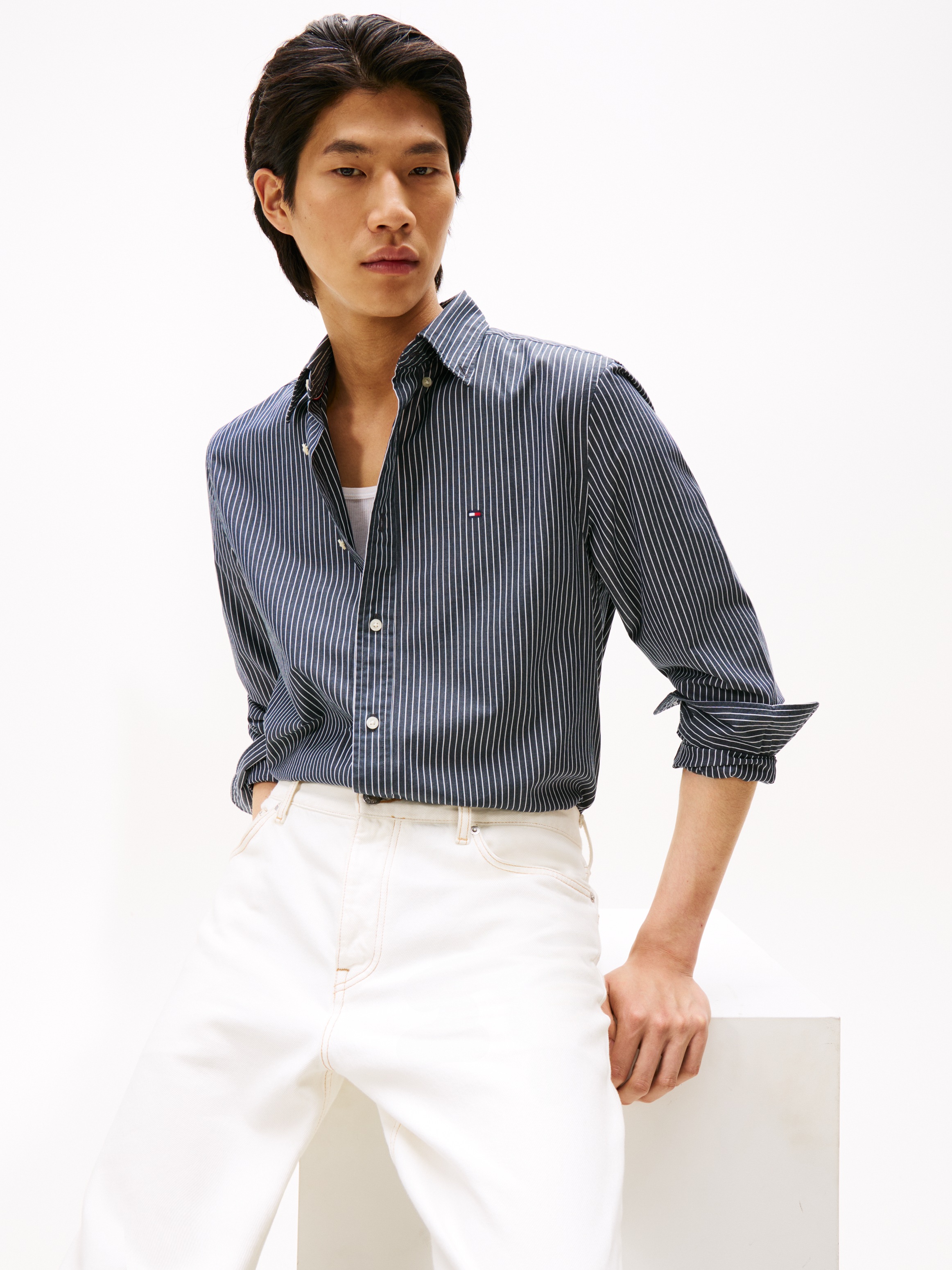 Tommy Hilfiger Langarmhemd "CORE HAIRLINE POPLIN", regular fit, Button-down günstig online kaufen