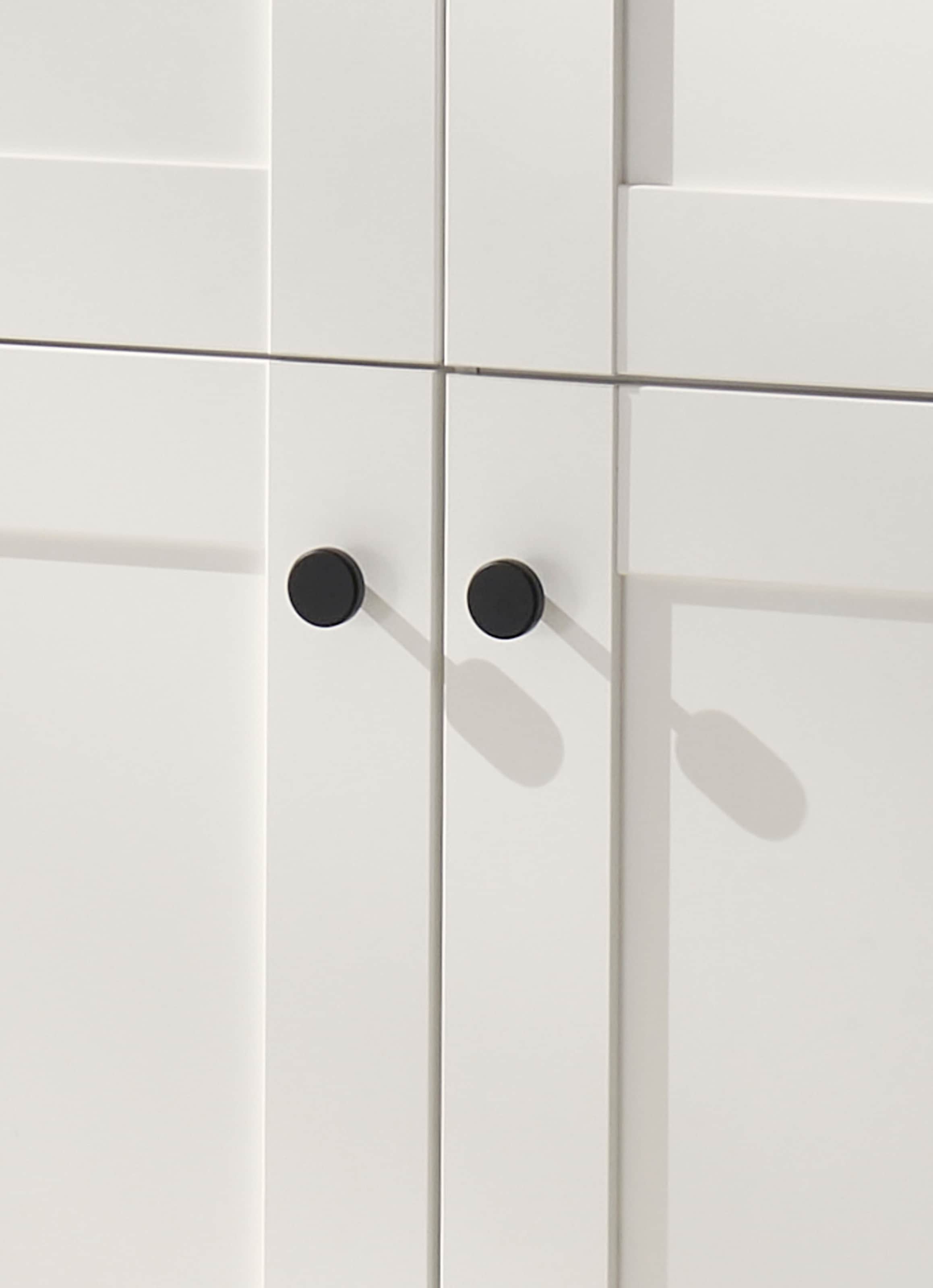OTTO home Highboard »Brest, Schrank im Landhausstil, Wohnzimmerschrank, Mehrzweckschrank« schwarze Metallgriffe, ausreichend Stauraum, 128 cm hoch