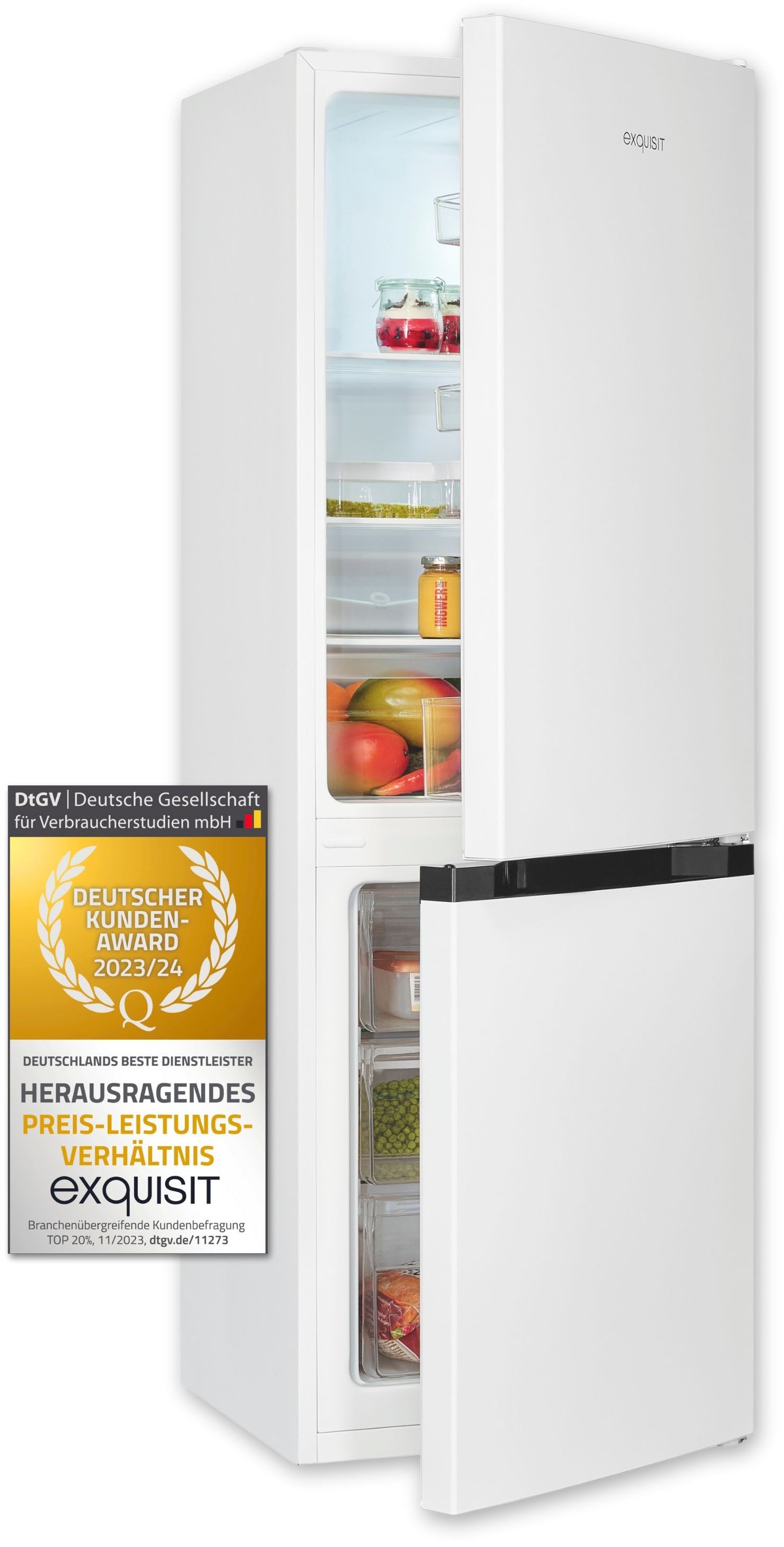 exquisit Kühl-/Gefrierkombination "KGC231-60-E-050C" 144 cm hoch 47,4 cm br günstig online kaufen