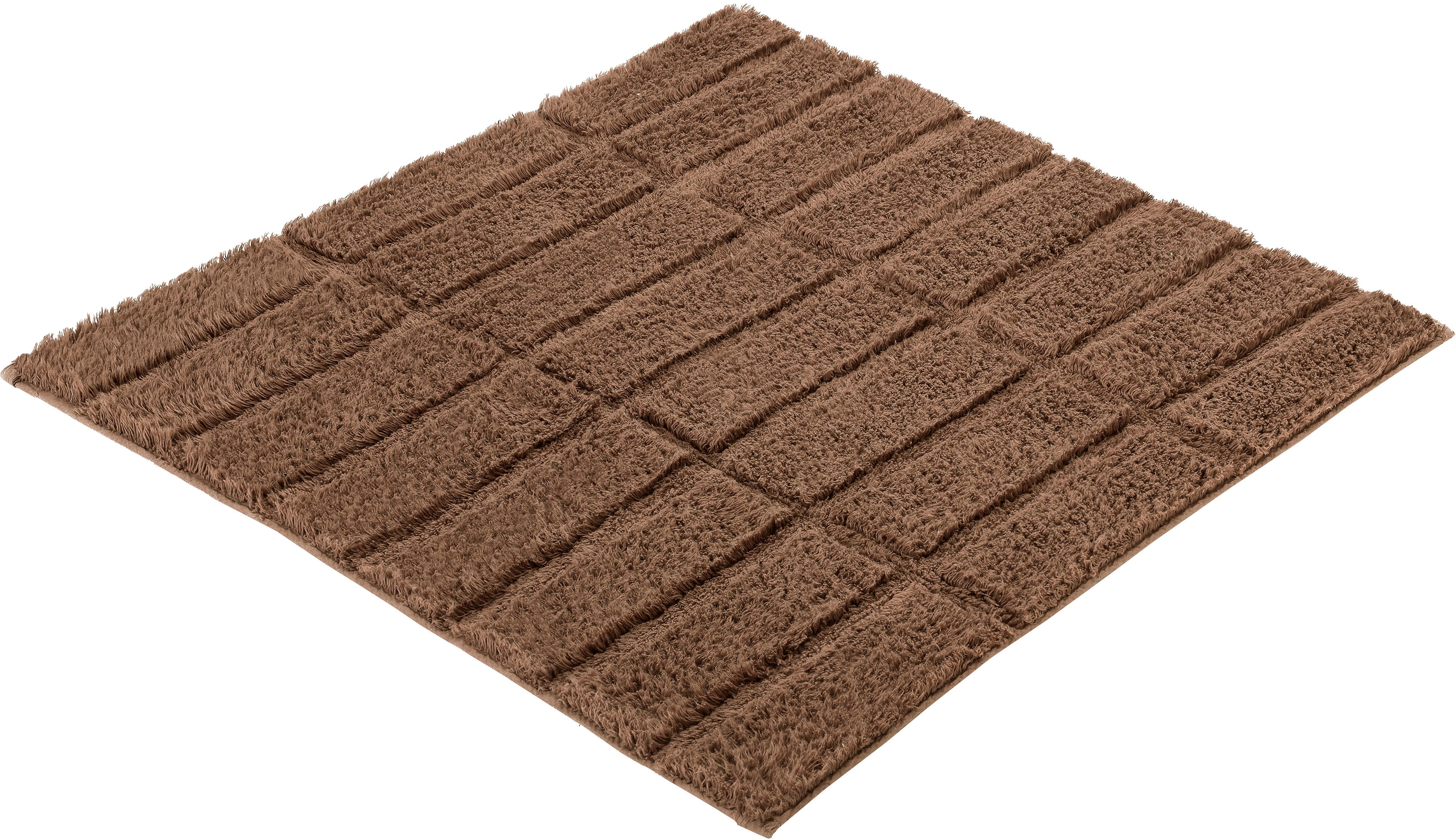 Kleine Wolke Badematte "Tiles, Badvorleger, Badezimmer Teppich" Höhe 13 mm rutschhemmend beschichtet fußbodenheizungsgeeignet Badteppich, Uni Farben, Hoch-Tief Effekt