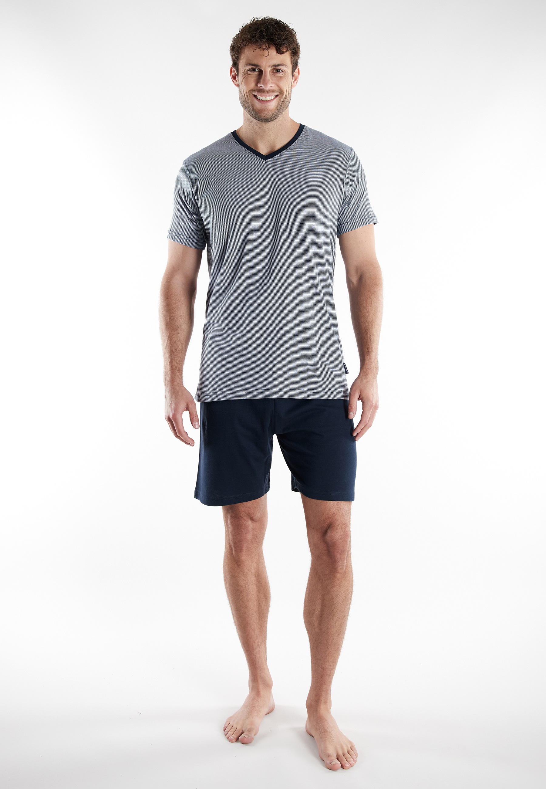 TOM TAILOR Shorty "Nevada" 2 tlg. Streifendesign, Kurzarm, V-Ausschnitt, ku günstig online kaufen