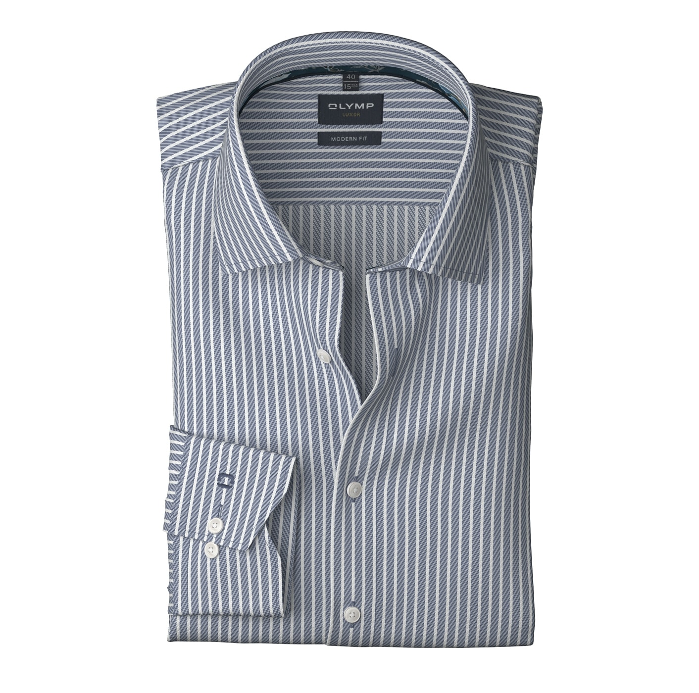 OLYMP Langarmhemd »Luxor modern fit«, modern fit, gestreift, Businesshemd, New Kentkragen