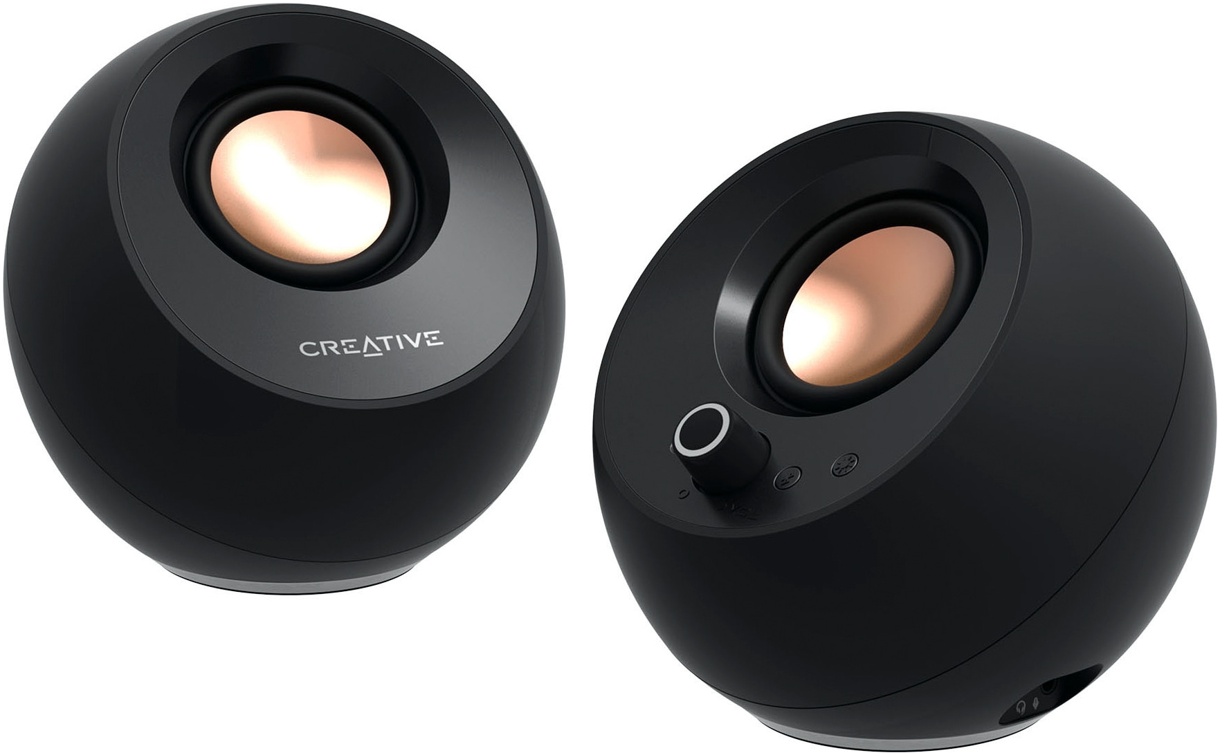 Creative PC-Lautsprecher »Pebble Pro, 2.0, Bluetooth 5.3, USB Audio, RGB, schwarz«, 3,5-mm-AUX-Eingang