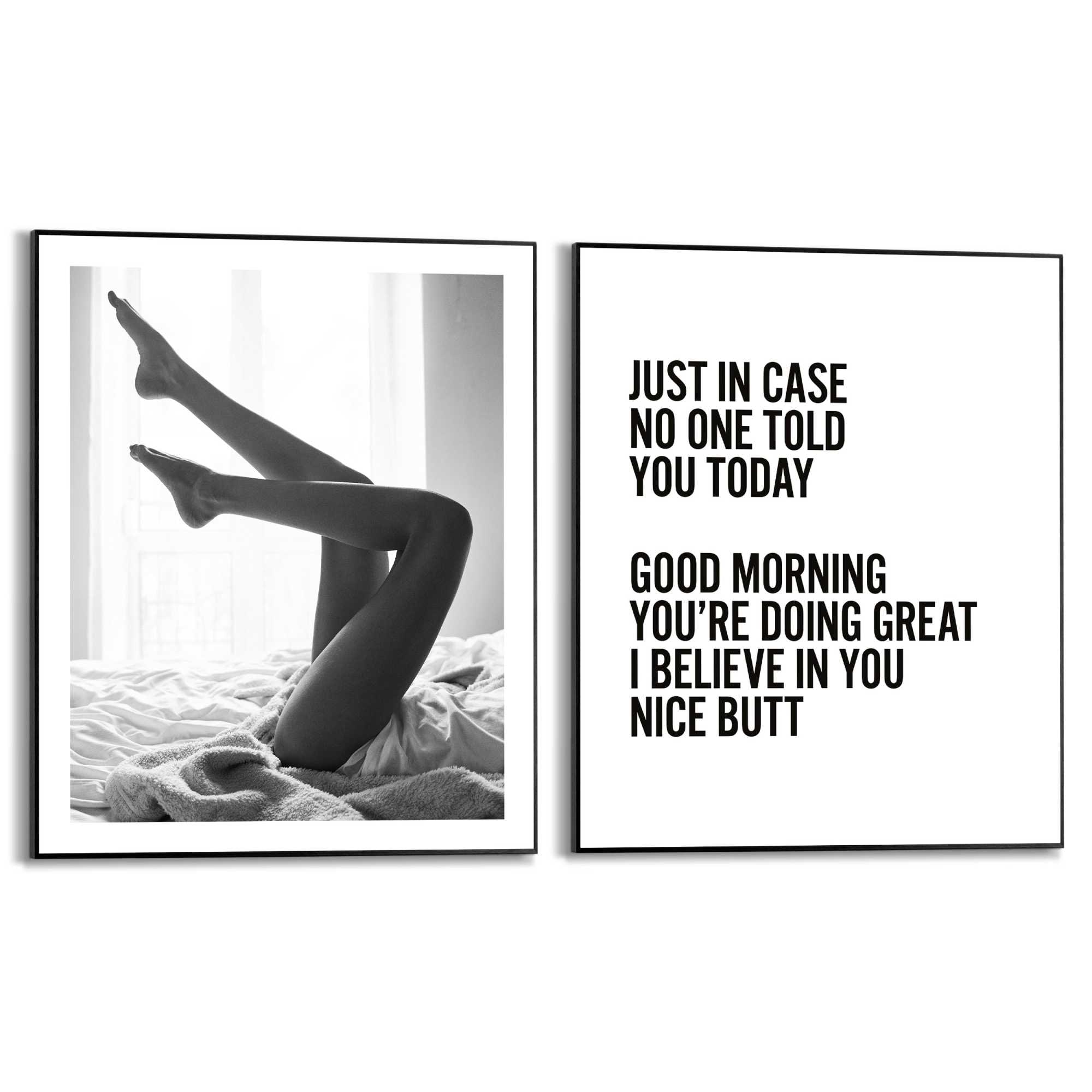 Reinders Poster "Body" Schlafzimmer - Good morning - Schwarz-Weiß - MDF - 40x50 cm