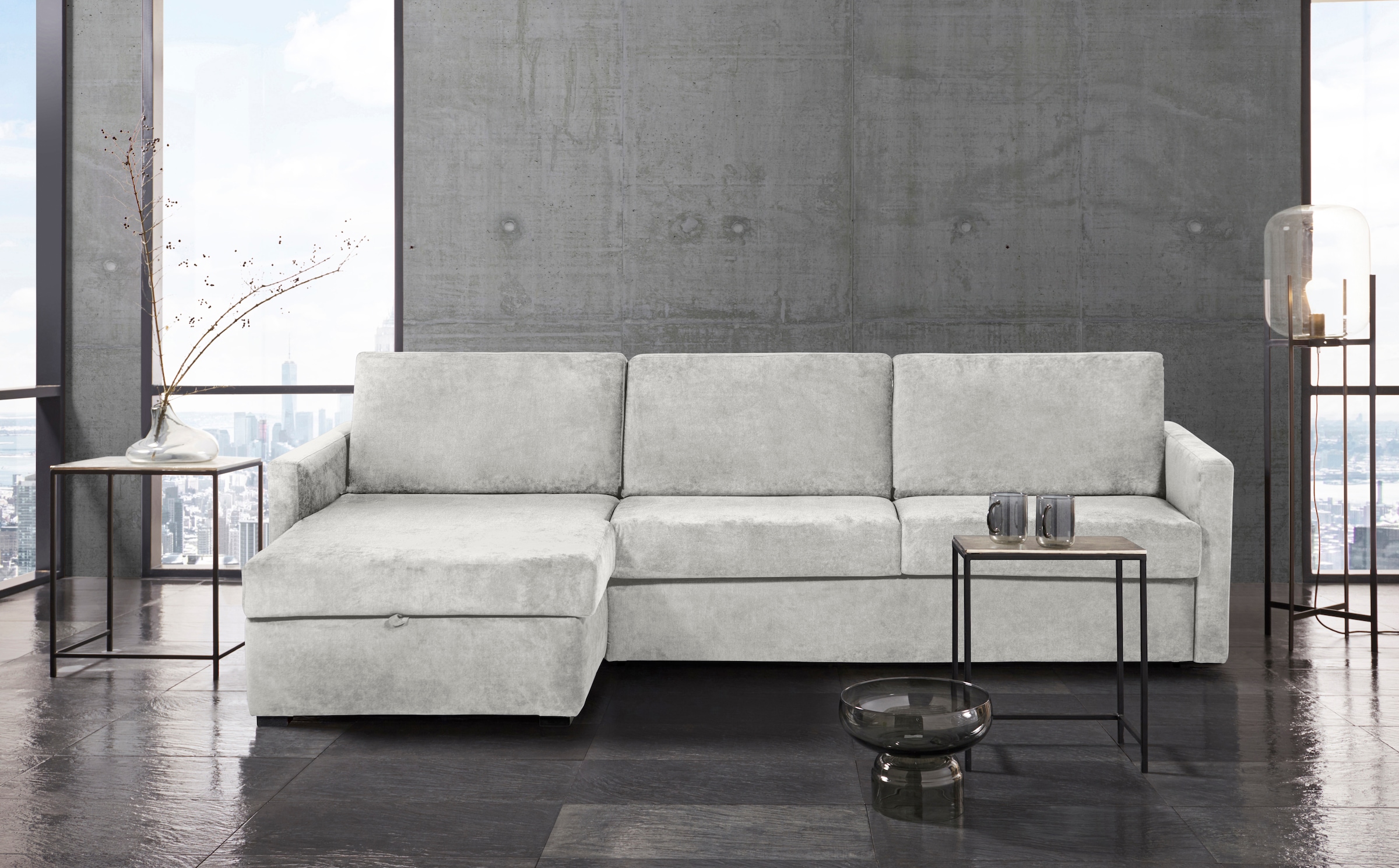 Places of Style Schlafsofa "GOLDPOINT Ecksofa 264 cm, Liegefläche (140/200cm), L-Form,", Bettfunktion, Bonell-Federkernm