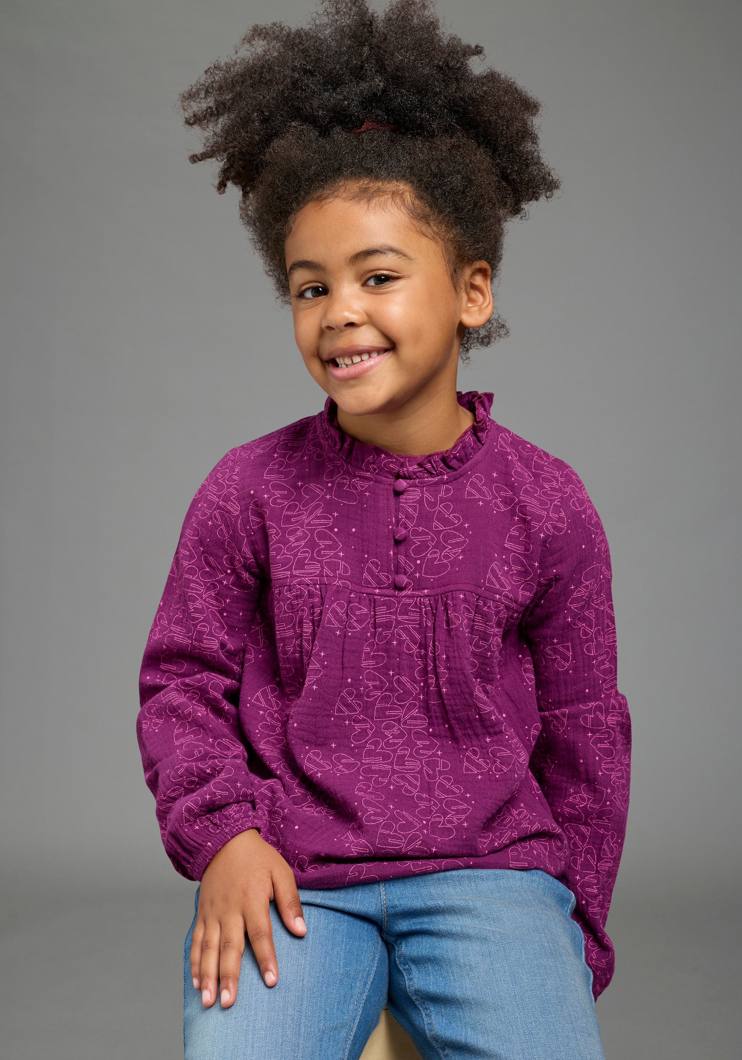 Scout Druckbluse "Musselin Bluse Herzallover - NEU von SCOUT" Modische Web-Bluse in Tunika Style
